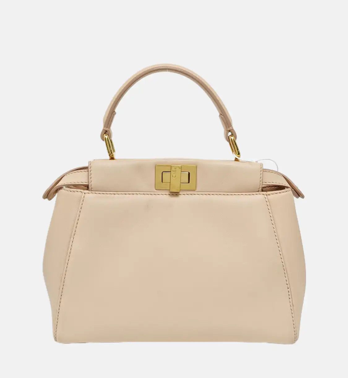 Fendi FENDI Peekaboo mini beige sheepskin shoulder bag handbag crossbody bag gold hard Size ONE SIZE - 5 Thumbnail