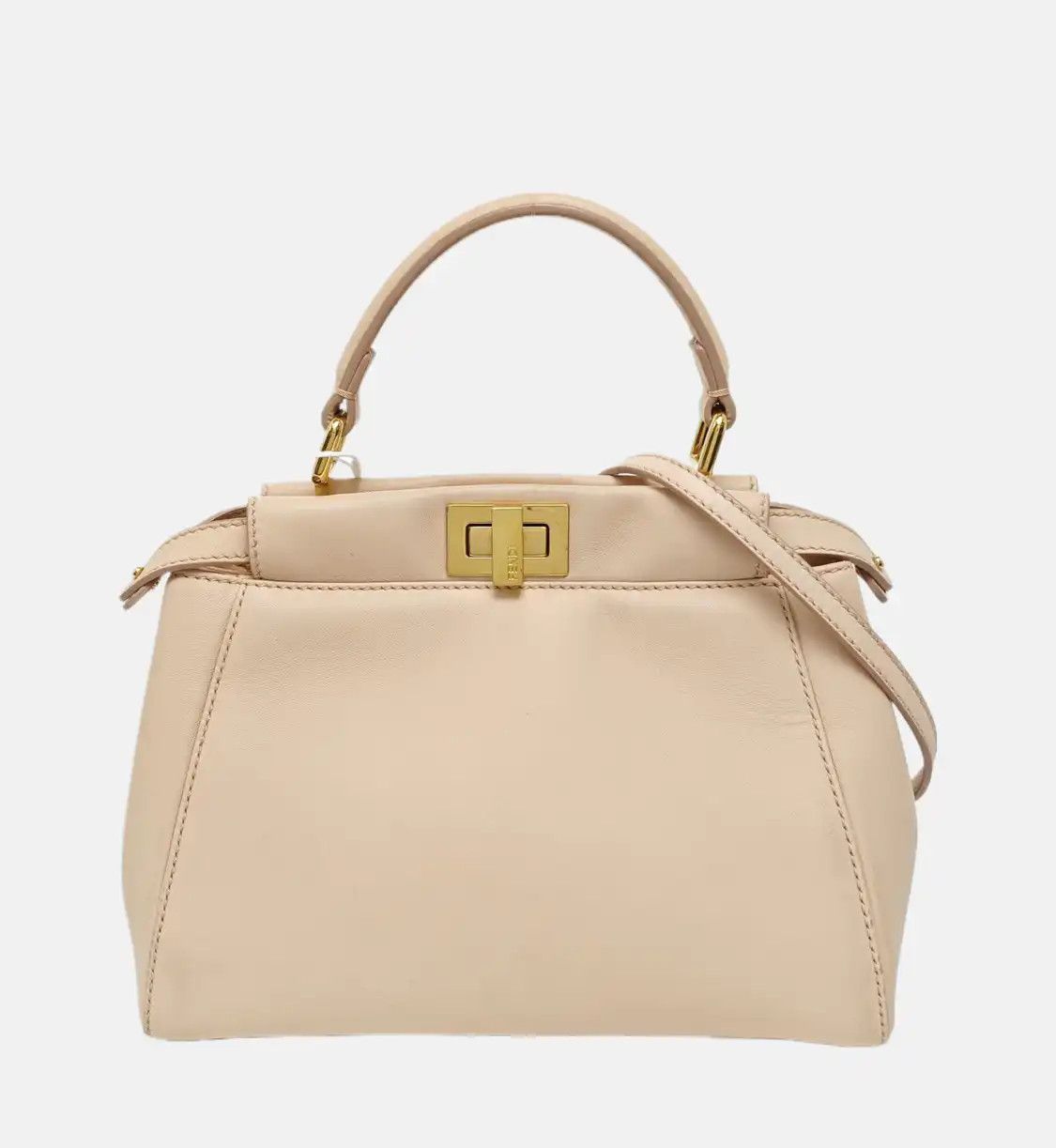 Fendi FENDI Peekaboo mini beige sheepskin shoulder bag handbag crossbody bag gold hard Size ONE SIZE - 8 Thumbnail