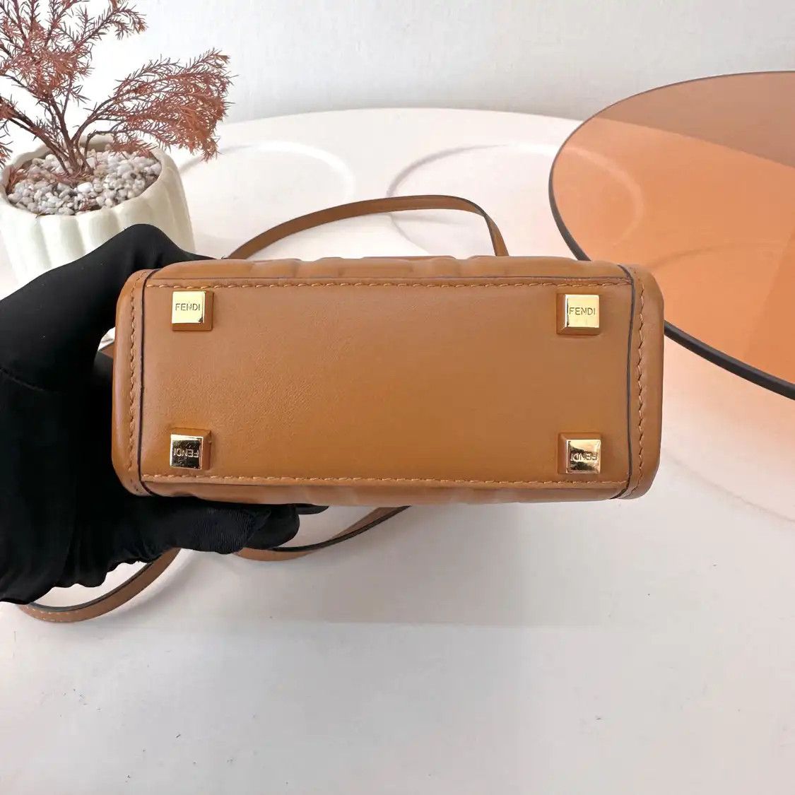 Fendi FENDI Sunshine mini brown cowhide leather doubleF handbag Size ONE SIZE - 5 Thumbnail