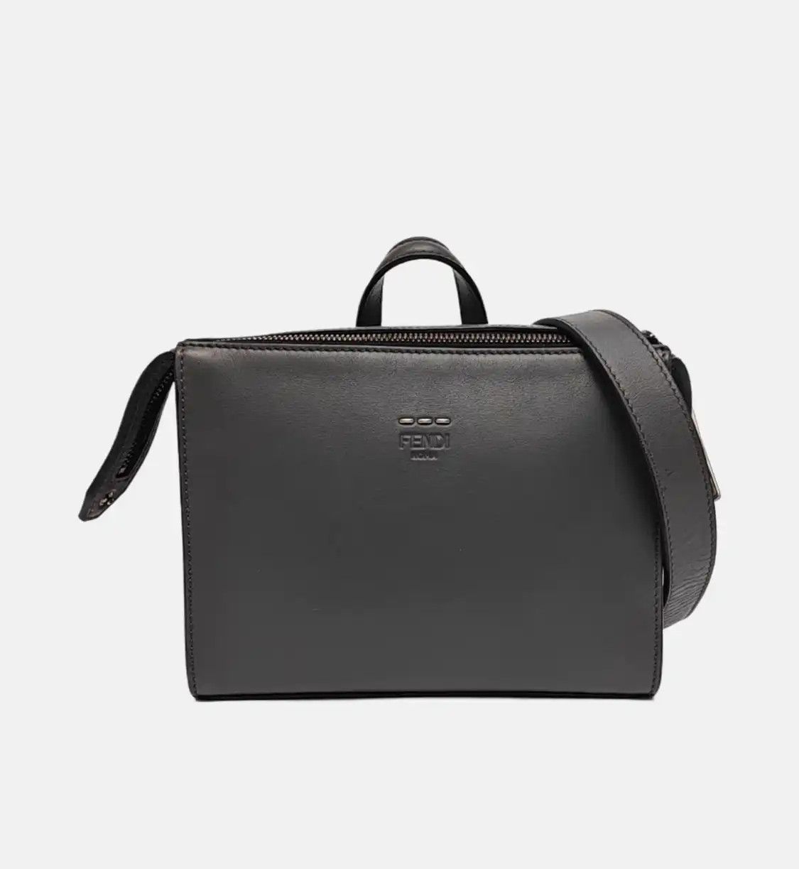 Fendi FENDI Lui grey cowhide leather shoulder bag handbag crossbody bag black hardware Size ONE SIZE - 8 Thumbnail