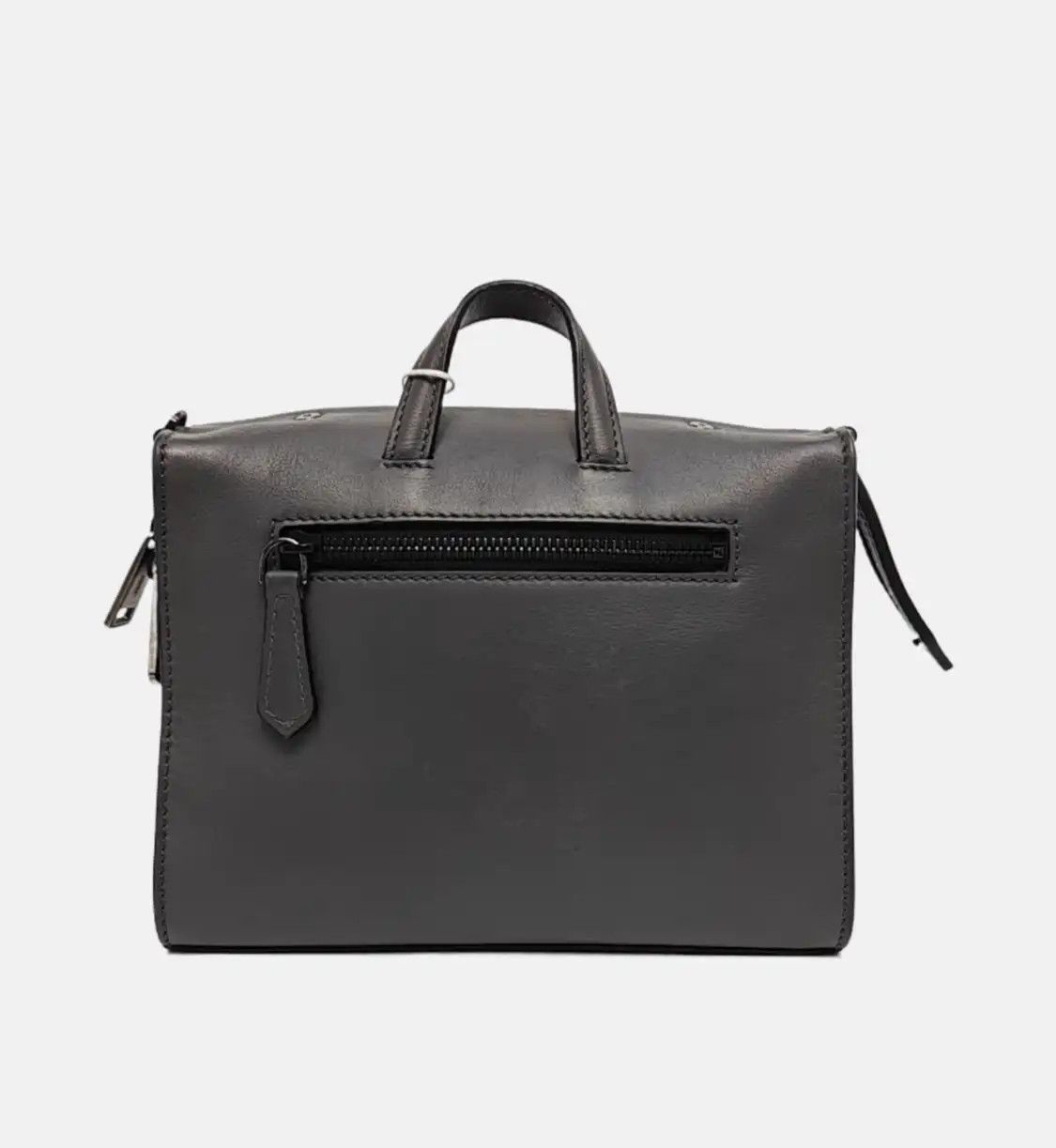 Fendi FENDI Lui grey cowhide leather shoulder bag handbag crossbody bag black hardware Size ONE SIZE - 5 Thumbnail