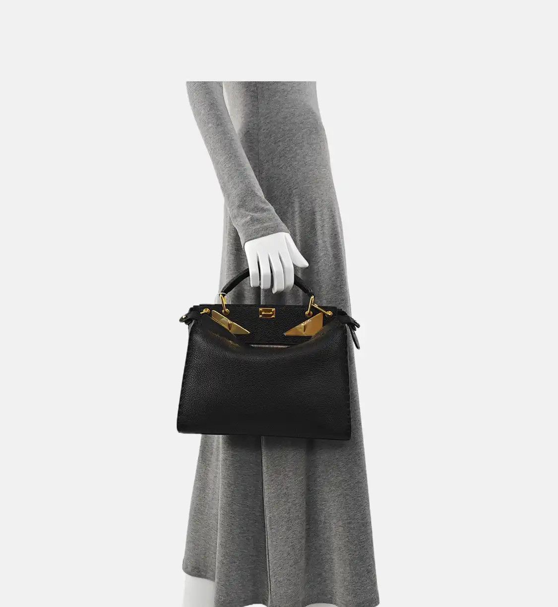 Fendi FENDI Peekaboo mini black cowhide leather handbag gold hardware Size ONE SIZE - 2 Thumbnail