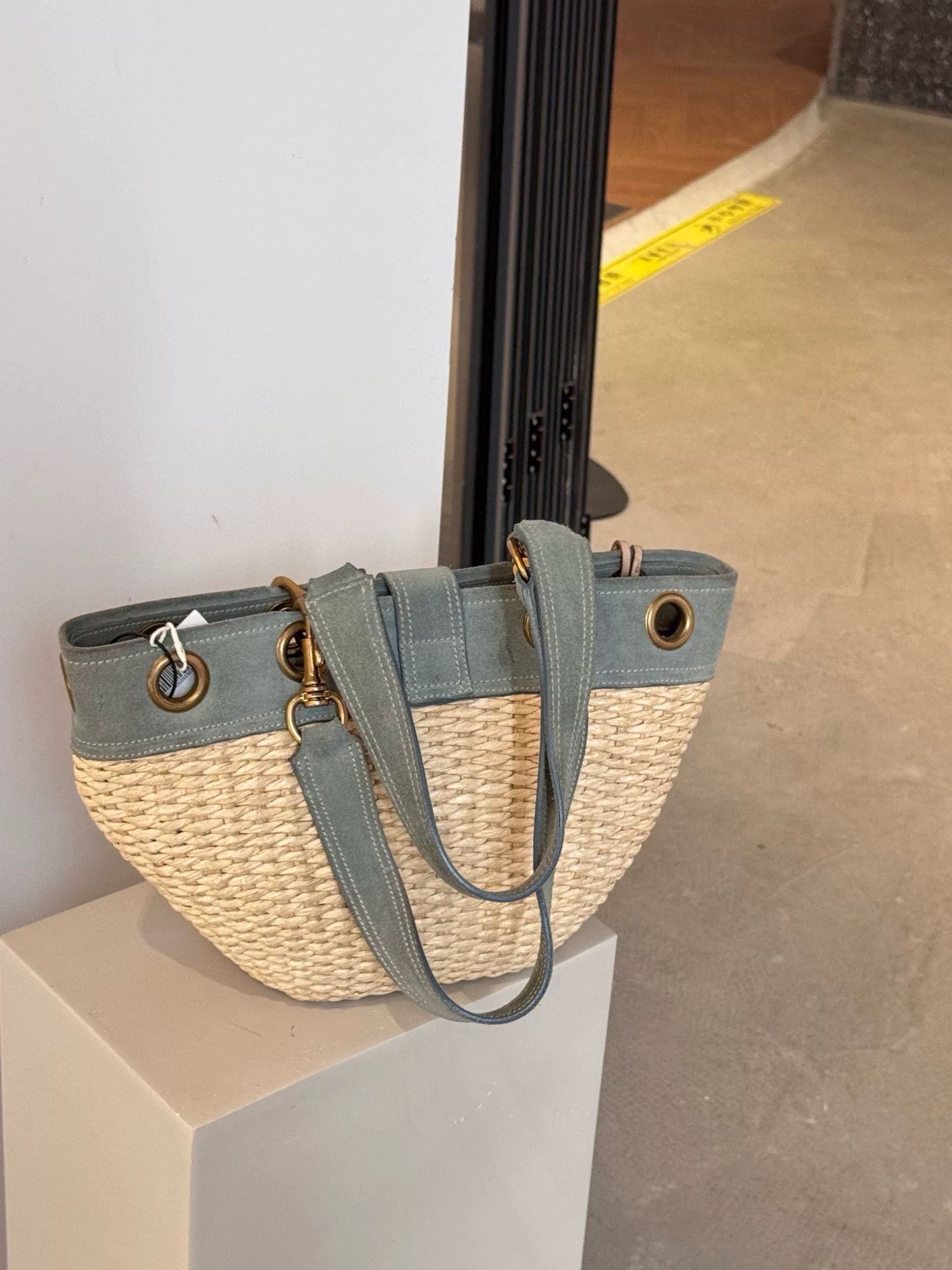 Miu Miu Miu Miu Raffia Woven Blue Suede Tote Size ONE SIZE - 2 Thumbnail