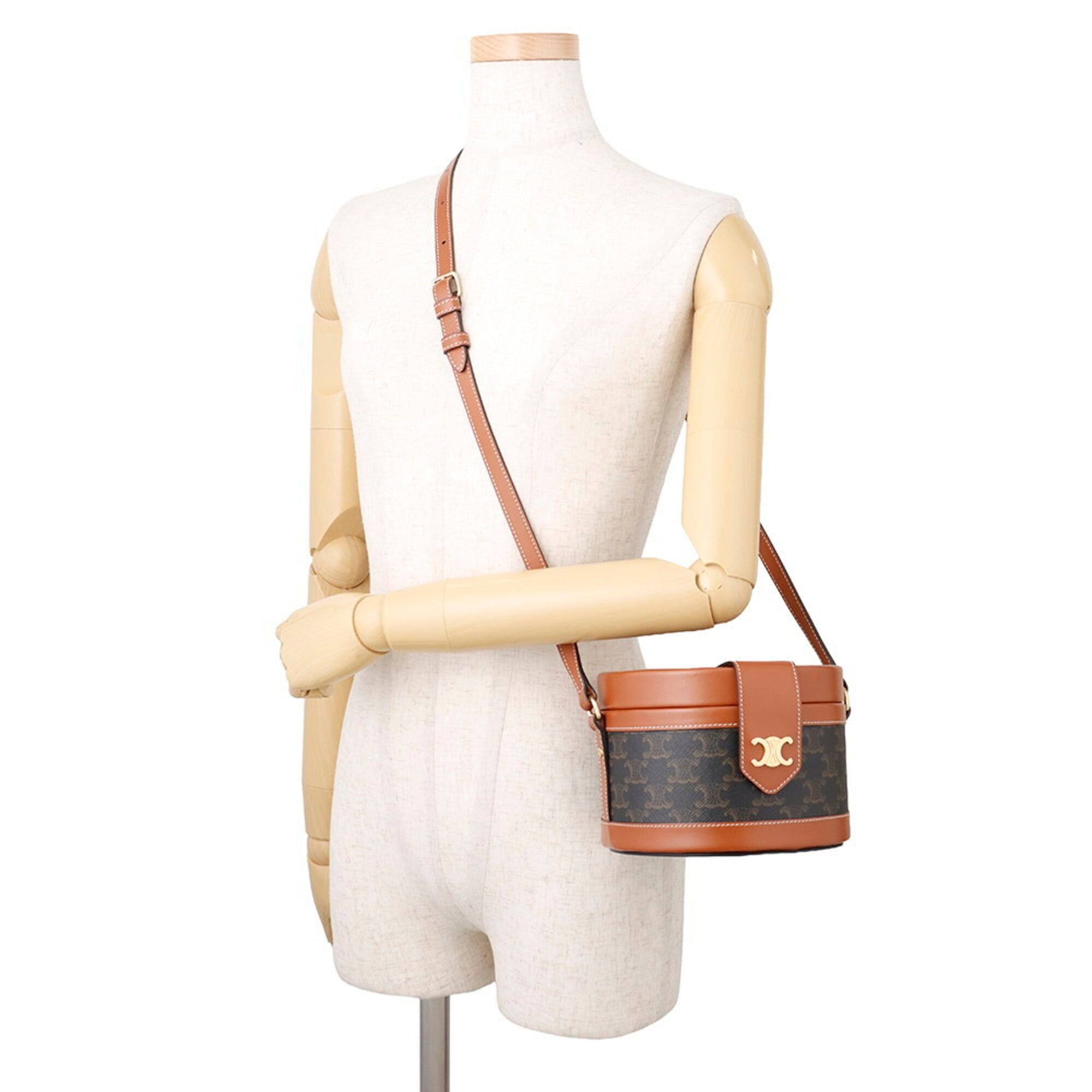 Celine Celine shoulder bag Triomphe Tambour medium leather 195192 CELINE handbag women's Size ONE SIZE - 4 Thumbnail