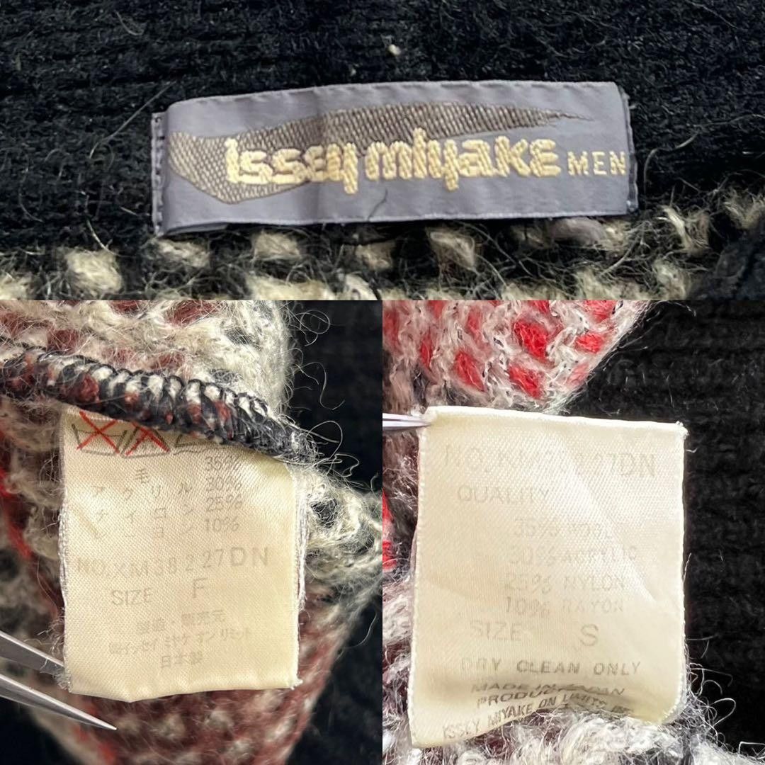 ISSEY MIYAKE MEN 80s Brush Tag Check Wool Knit Size L