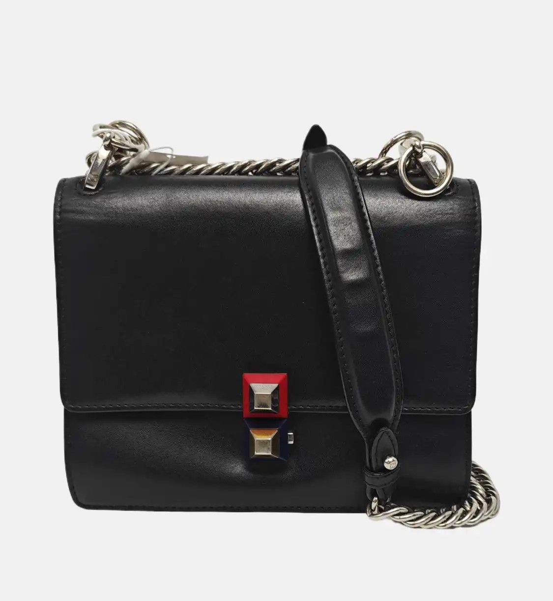 Fendi FENDI Kan I mini black cowhide leather shoulder bag crossbody bag gold silver ha Size ONE SIZE - 8 Thumbnail