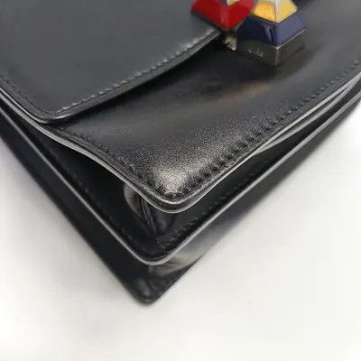 Fendi FENDI Kan I mini black cowhide leather shoulder bag crossbody bag gold silver ha Size ONE SIZE - 13 Thumbnail