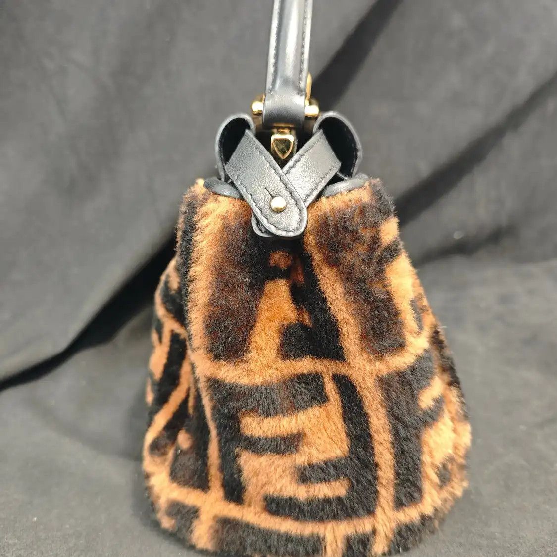 Fendi FENDI Peekaboo mini brown wool leather doubleF crossbody bag Size ONE SIZE - 3 Thumbnail