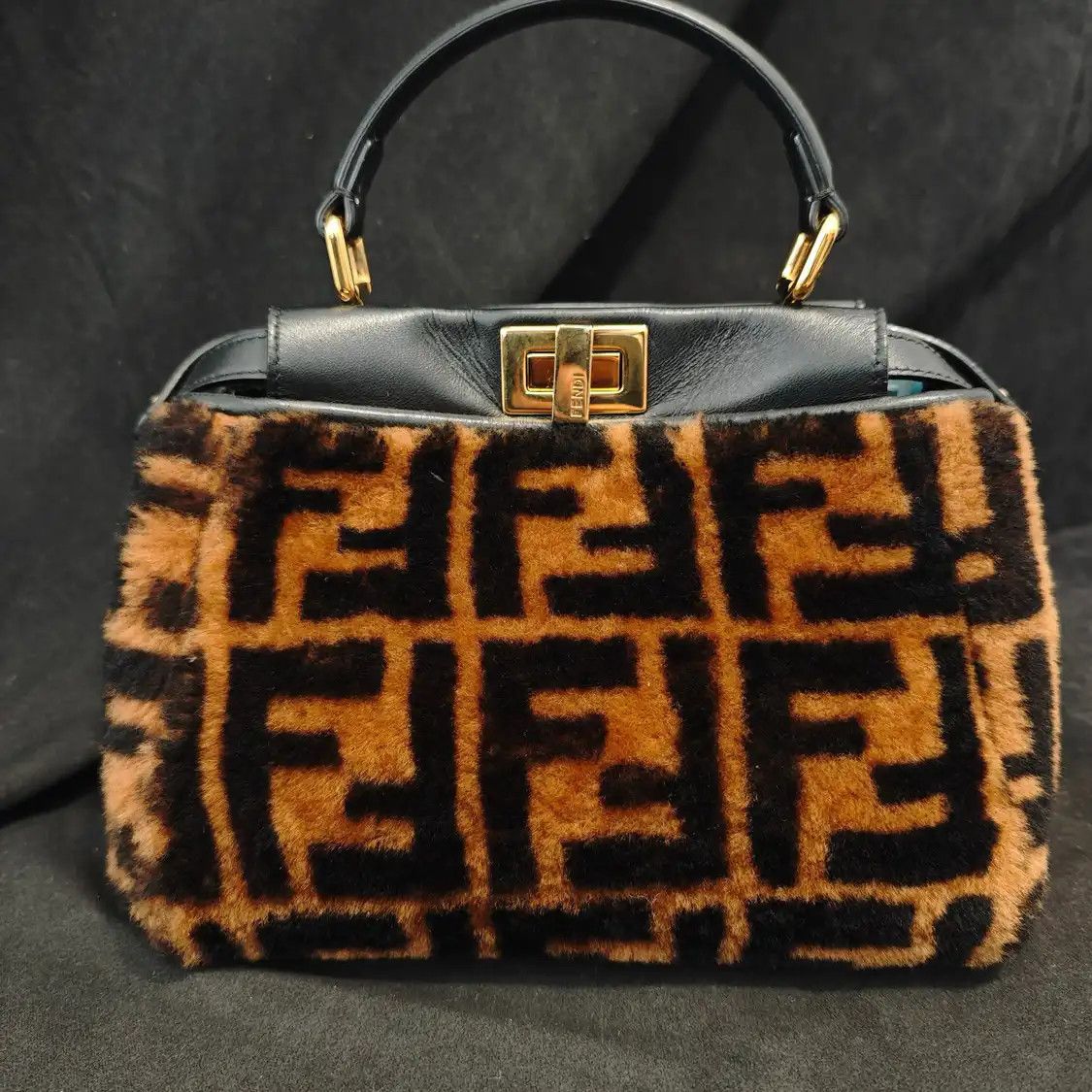 Fendi FENDI Peekaboo mini brown wool leather doubleF crossbody bag Size ONE SIZE - 4 Thumbnail