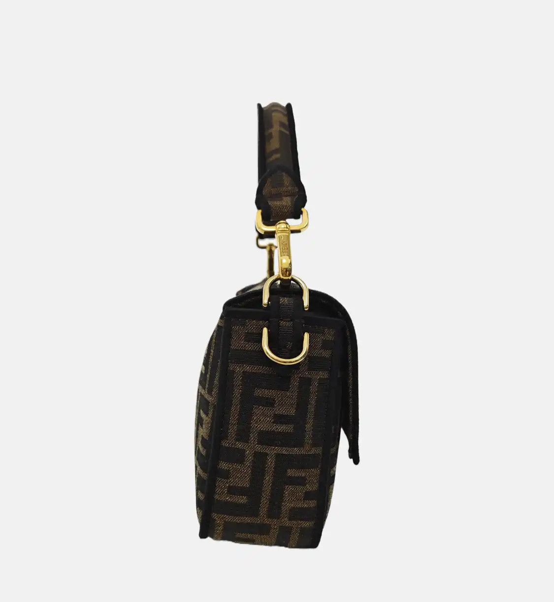 Fendi FENDI Baguette Medium brown canvas doubleF crossbody bag handbag shoulder bag go Size ONE SIZE - 4 Thumbnail