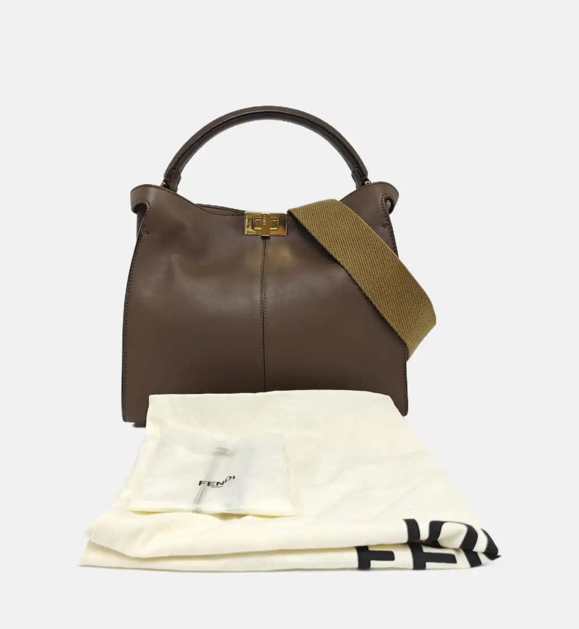Fendi FENDI Peekaboo Medium brown cowhide leather shoulder bag handbag crossbody bag g Size ONE SIZE - 8 Thumbnail