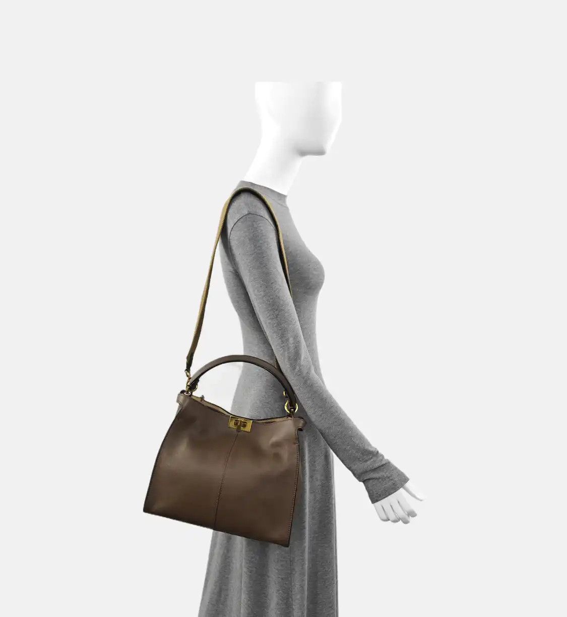 Fendi FENDI Peekaboo Medium brown cowhide leather shoulder bag handbag crossbody bag g Size ONE SIZE - 2 Thumbnail