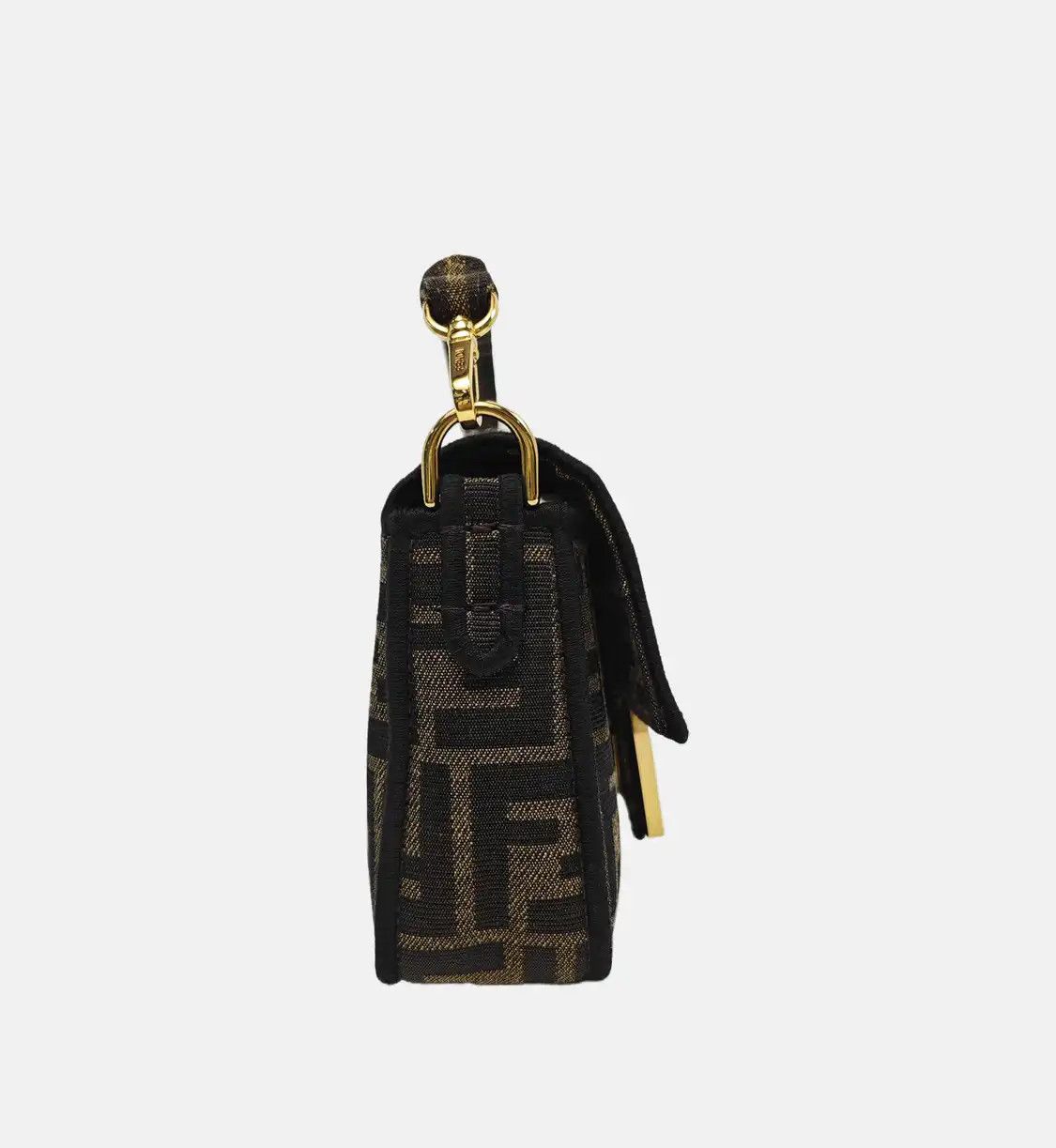 Fendi FENDI Baguette mini brown fabric doubleF jacquard baguette bag shoulder bag hand Size ONE SIZE - 4 Thumbnail