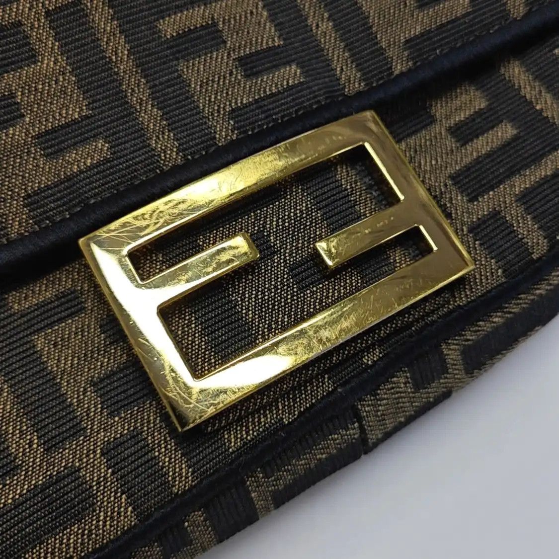 Fendi FENDI Baguette mini brown fabric doubleF jacquard baguette bag shoulder bag hand Size ONE SIZE - 9 Thumbnail