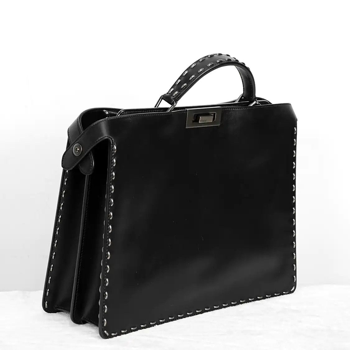 Fendi FENDI Peekaboo Medium black cowhide leather handbag detachable strap Size ONE SIZE - 7 Thumbnail