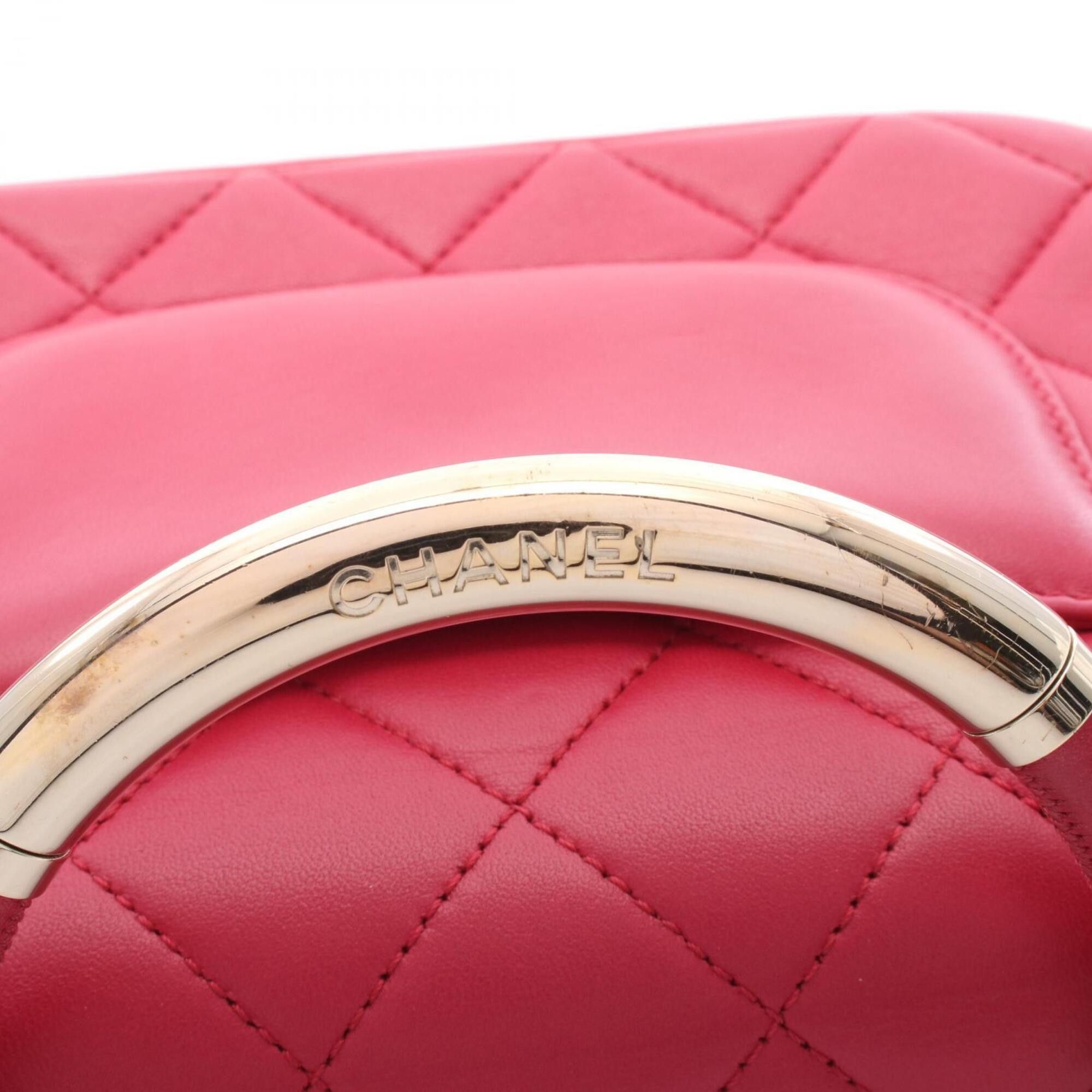 Chanel Chanel Matelassé Top Handle 2-Way Shoulder Bag/Handbag, Lambskin Leather, Women's, Pink Size ONE SIZE - 8 Thumbnail