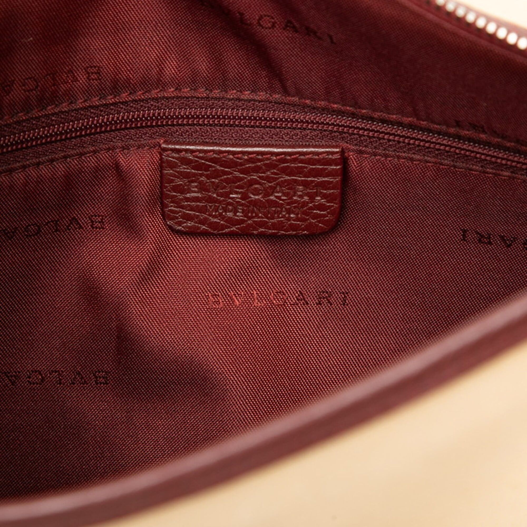Bvlgari BVLGARI Tote Bag Shoulder Beige Wine Red Canvas Leather Women's Size ONE SIZE - 5 Thumbnail