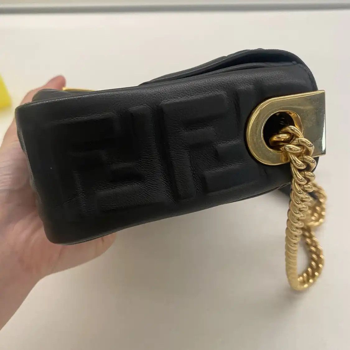 Fendi FENDI Baguette Medium black sheepskin doubleF crossbody bag Size ONE SIZE - 3 Thumbnail