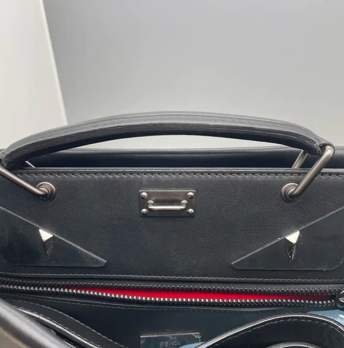 Fendi FENDI Peekaboo black cowhide leather shoulder bag silver hardware Size ONE SIZE - 8 Thumbnail