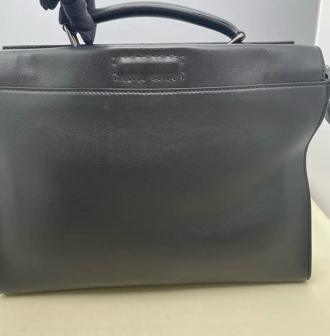 Fendi FENDI Peekaboo black cowhide leather shoulder bag silver hardware Size ONE SIZE - 3 Thumbnail