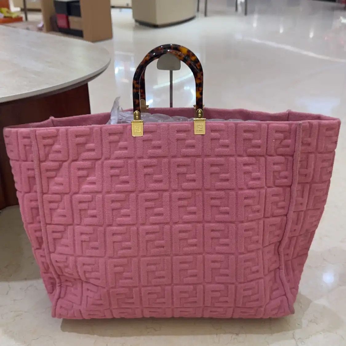 Fendi FENDI Ff Tote pink fabric handbag Size ONE SIZE - 10 Thumbnail