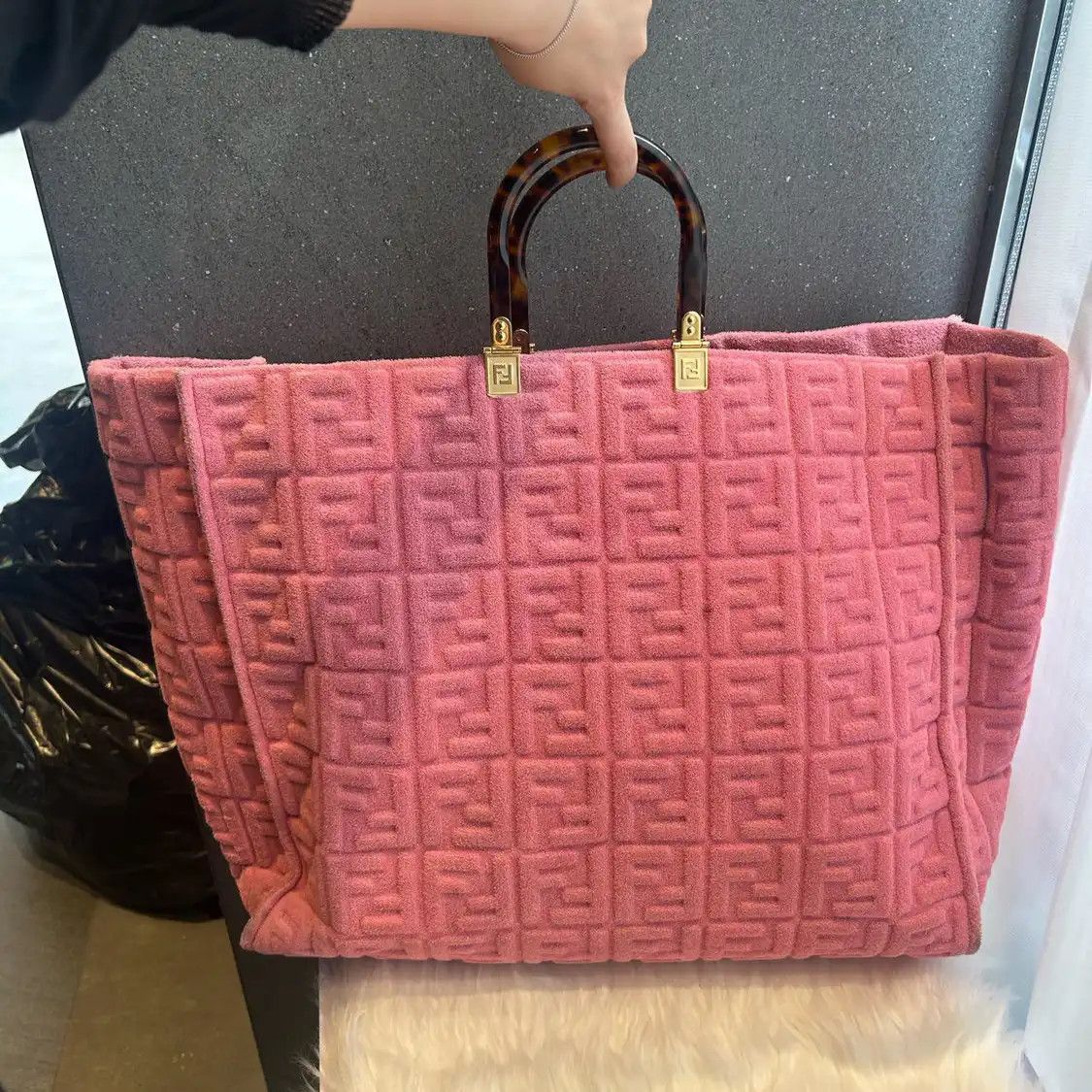Fendi FENDI Ff Tote pink fabric handbag Size ONE SIZE - 2 Thumbnail