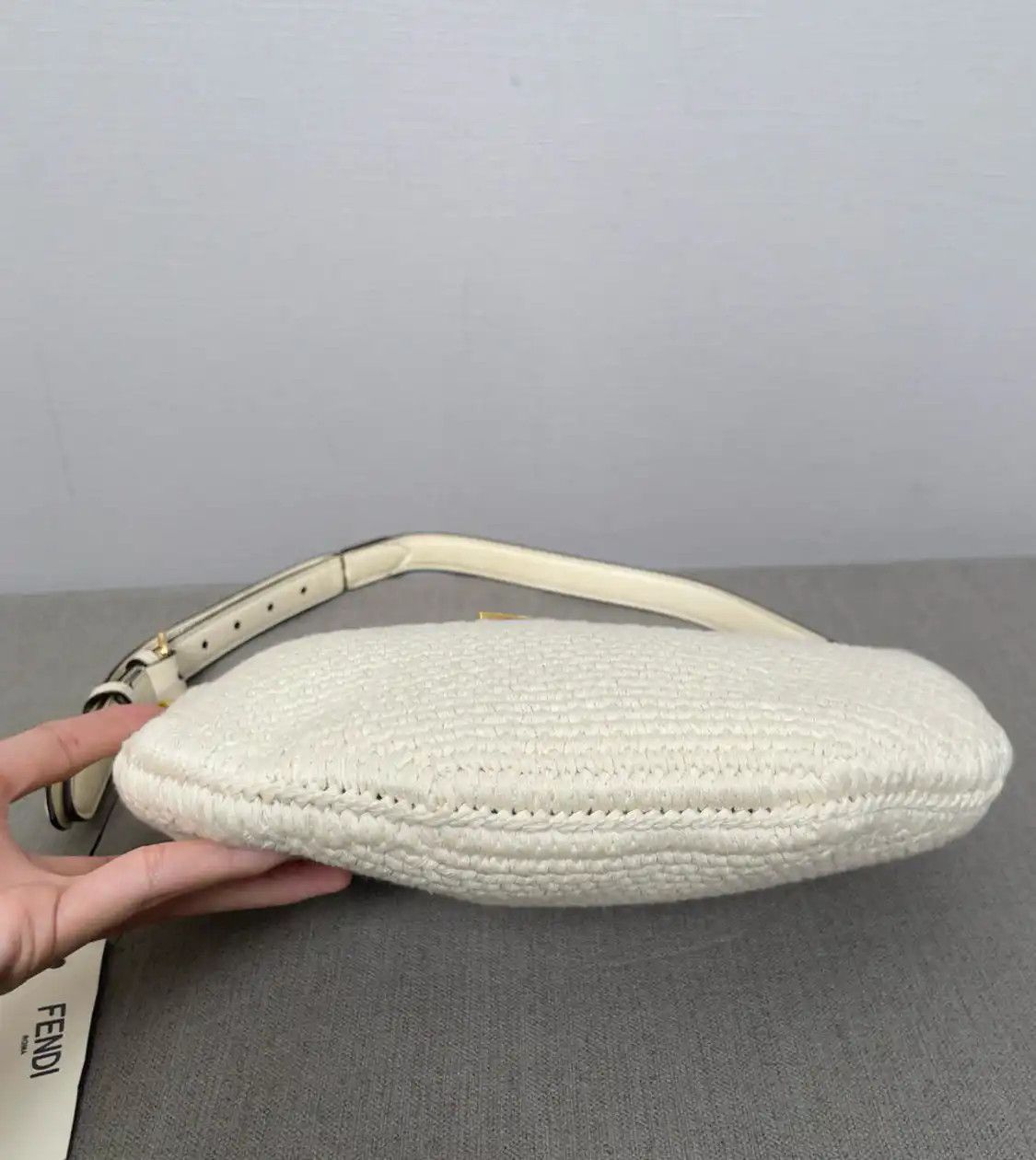 Fendi FENDI tote bag Small white fabric woven handbag Size ONE SIZE - 3 Thumbnail