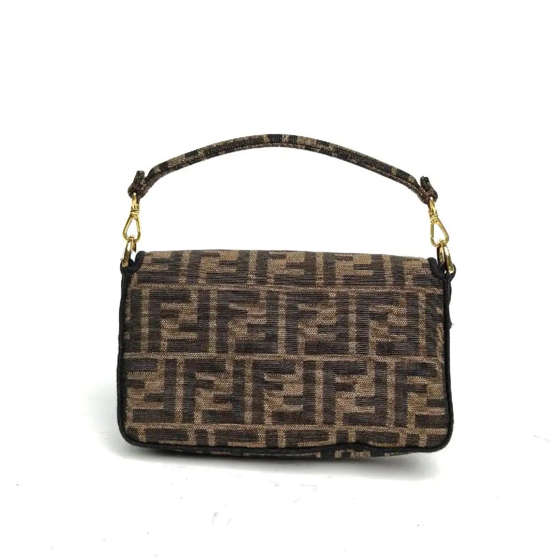 Fendi FENDI Baguette mini brown fabric doubleF jacquard baguette bag crossbody bag gol Size ONE SIZE - 3 Thumbnail