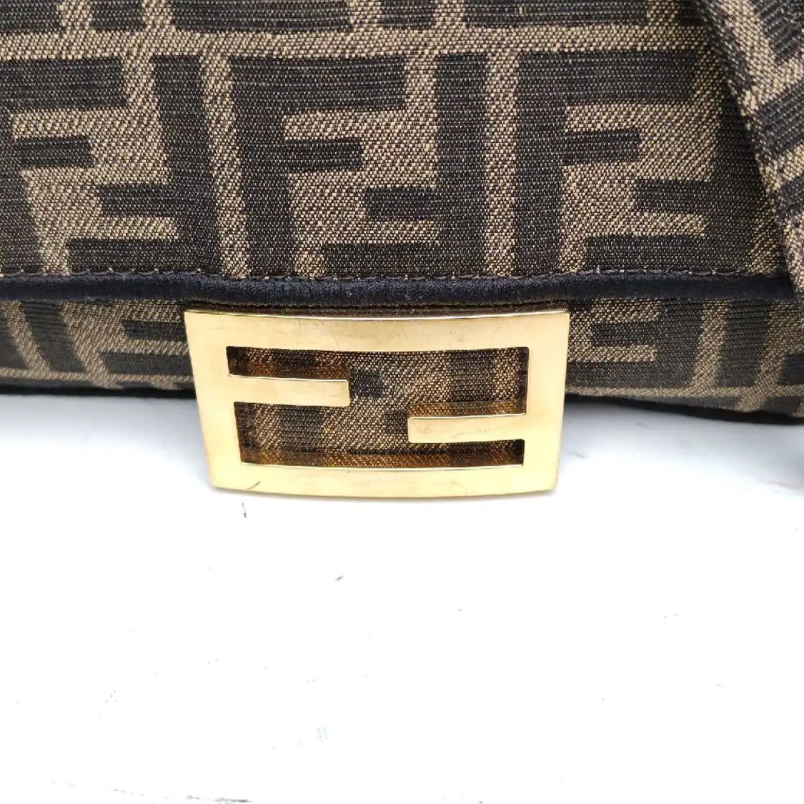 Fendi FENDI Baguette mini brown fabric doubleF jacquard baguette bag crossbody bag gol Size ONE SIZE - 6 Thumbnail