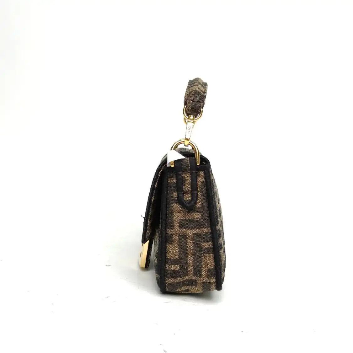 Fendi FENDI Baguette mini brown fabric doubleF jacquard baguette bag crossbody bag gol Size ONE SIZE - 2 Thumbnail