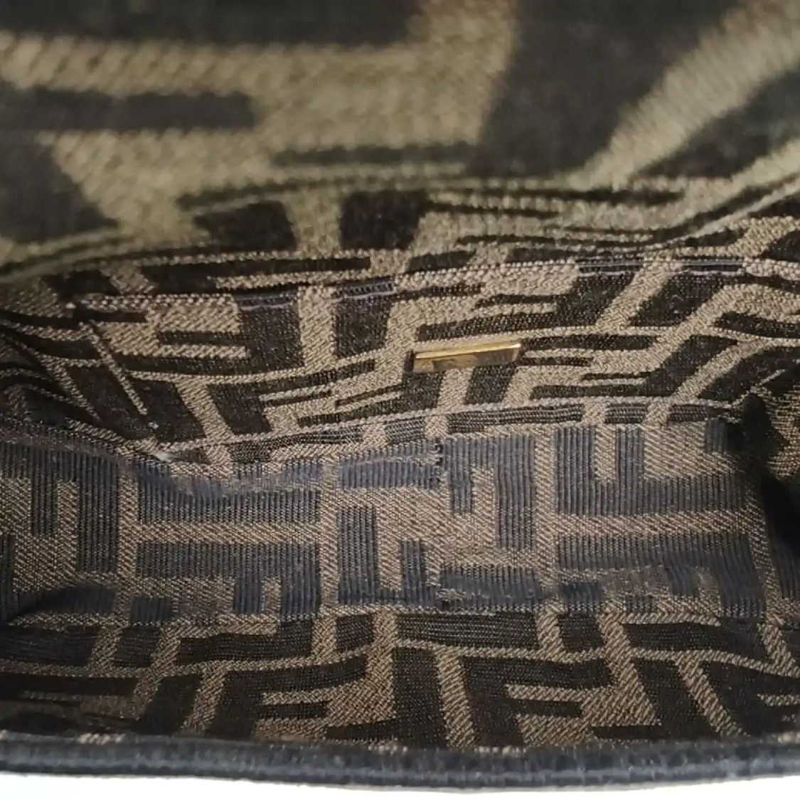Fendi FENDI Baguette mini brown fabric doubleF jacquard baguette bag crossbody bag gol Size ONE SIZE - 7 Thumbnail