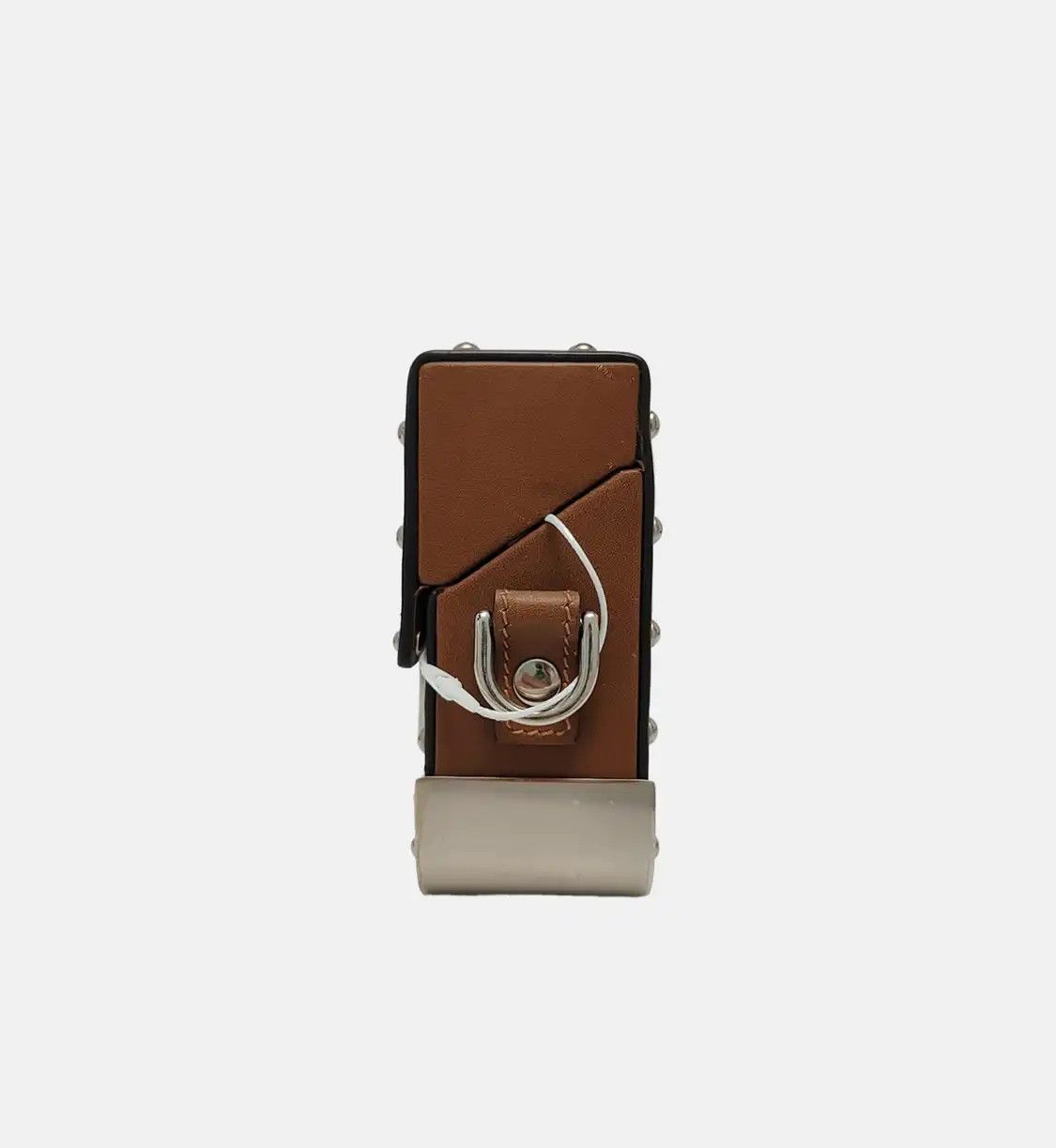 Fendi FENDI Baguette Trunk brown cowhide leather doubleF stud shoulder bag silver hard Size ONE SIZE - 3 Thumbnail