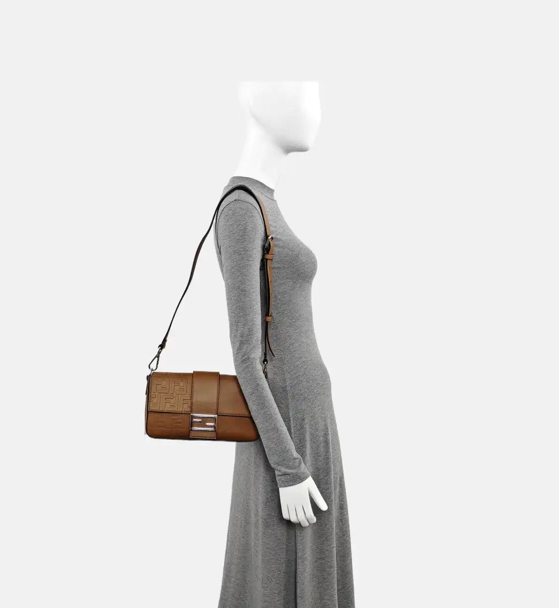 Fendi FENDI Mamma Forever brown cowhide leather doubleF embossed shoulder bag handbag Size ONE SIZE - 2 Thumbnail