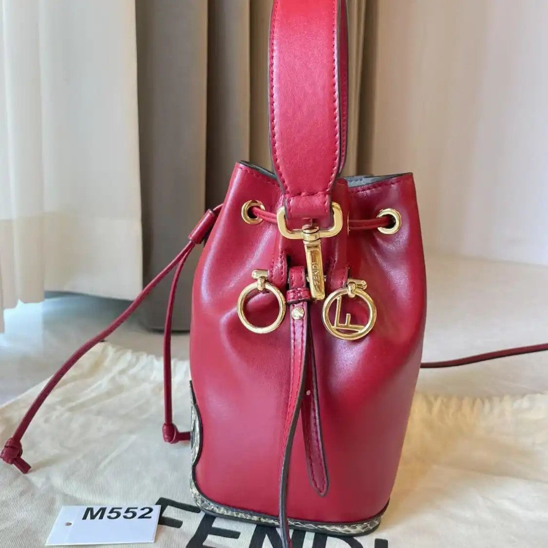 Fendi FENDI Mon Tresor mini Wine Red cowhide leather crossbody bag detachable strap Size ONE SIZE - 4 Thumbnail