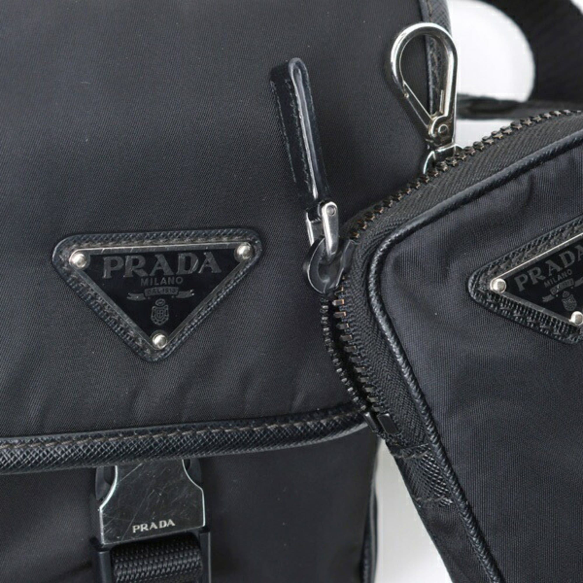 Prada Prada Re-Nylon x Saffiano Leather Mini Shoulder Bag 2VD043 Black (Nero) Size ONE SIZE - 5 Thumbnail
