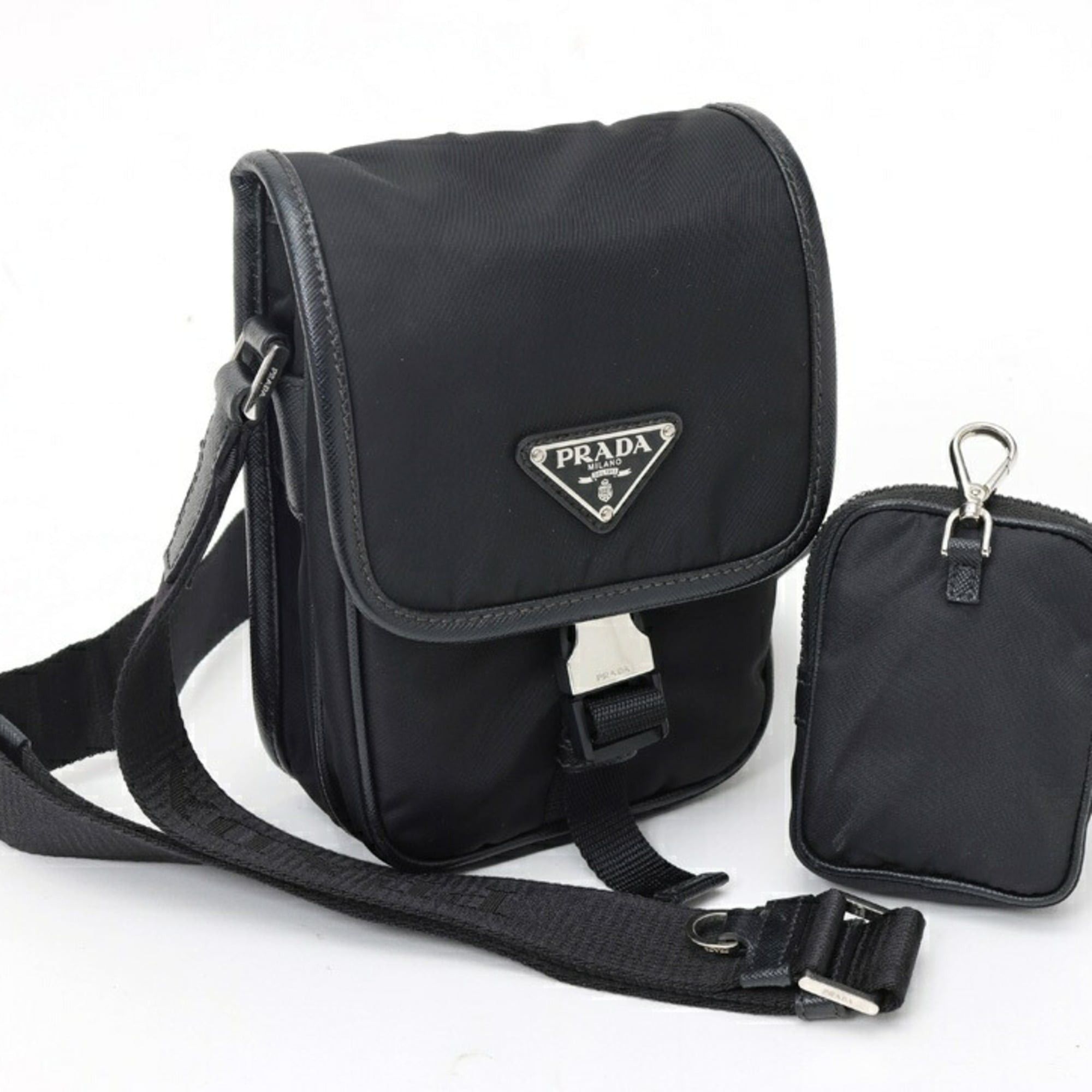 Prada Prada Re-Nylon x Saffiano Leather Mini Shoulder Bag 2VD043 Black (Nero) Size ONE SIZE - 9 Thumbnail