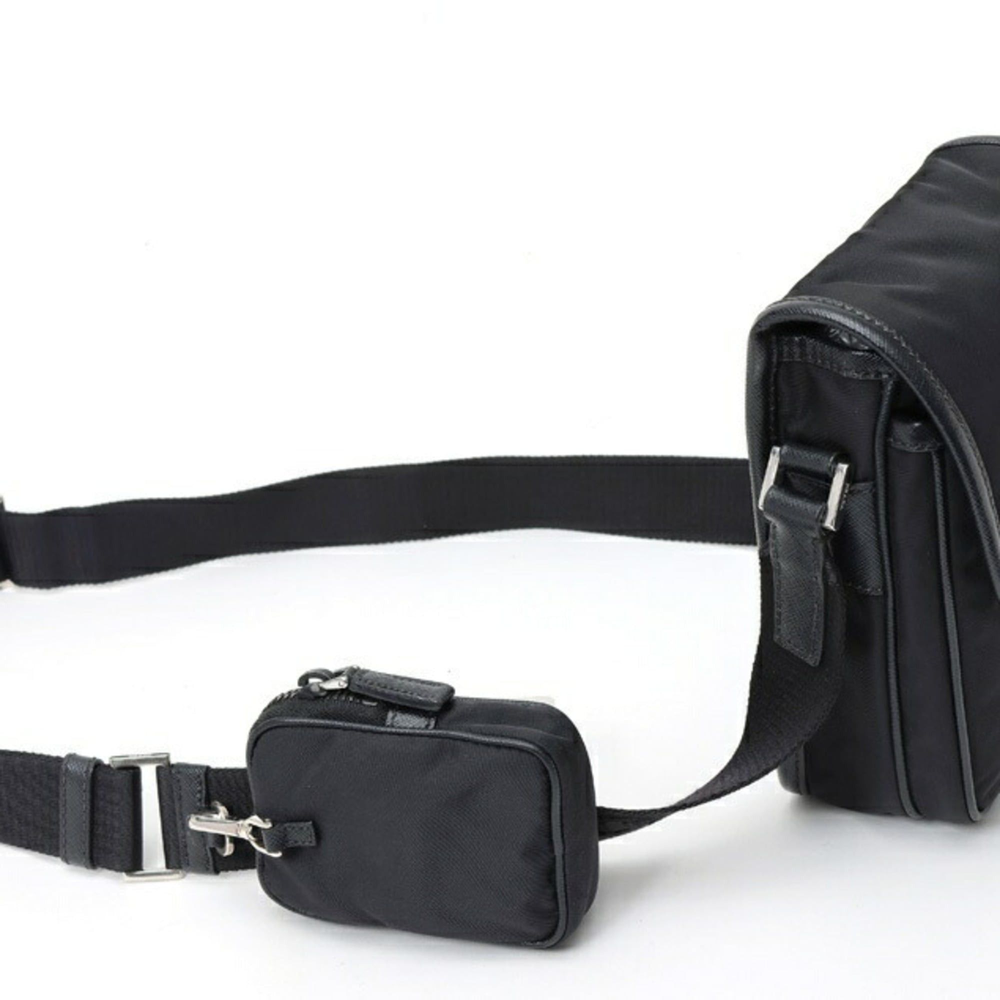 Prada Prada Re-Nylon x Saffiano Leather Mini Shoulder Bag 2VD043 Black (Nero) Size ONE SIZE - 2 Thumbnail