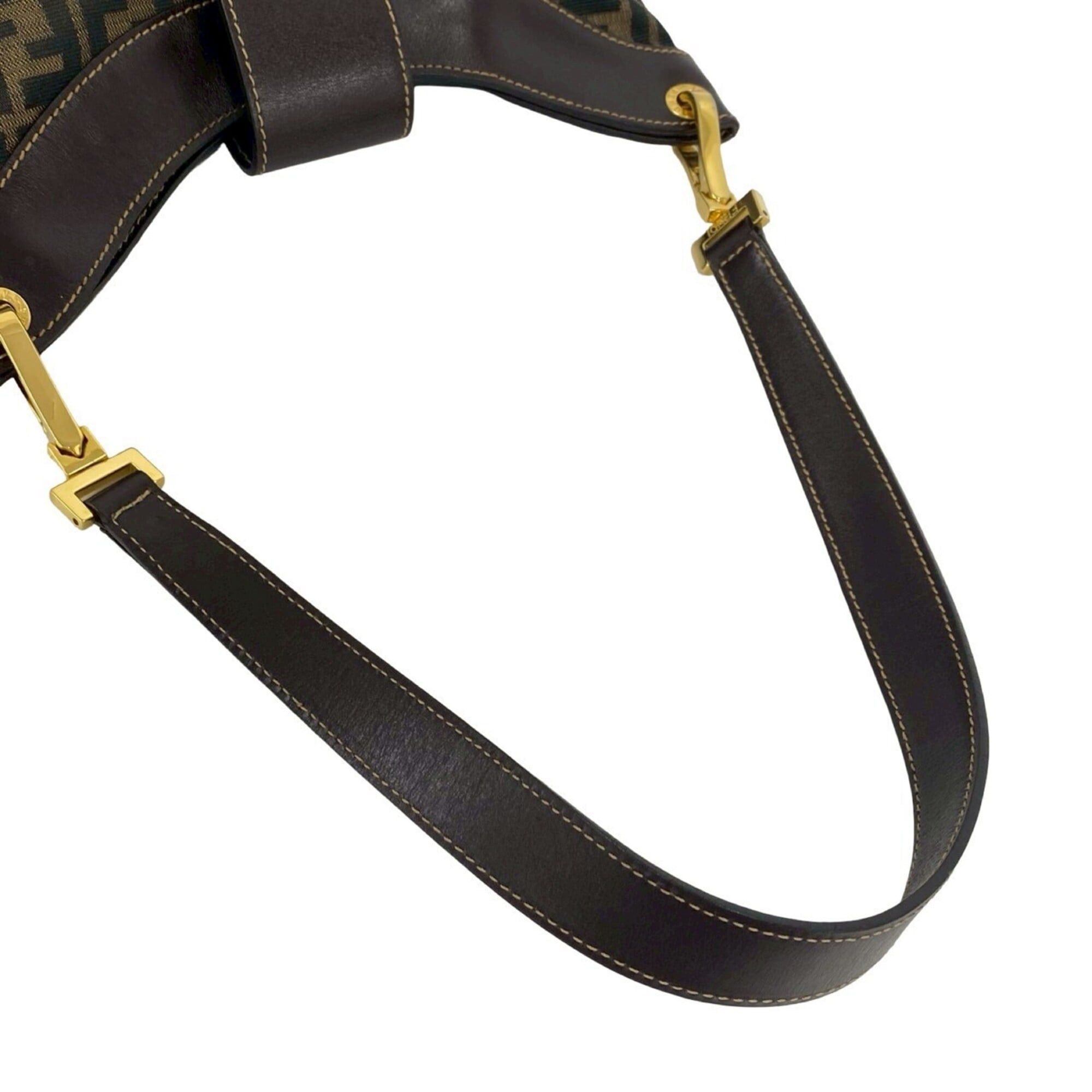 Fendi FENDI Vintage FF Logo Hardware Zucca Pattern Canvas Leather Semi One Shoulder Bag Brown 910-8 Size ONE SIZE - 4 Thumbnail