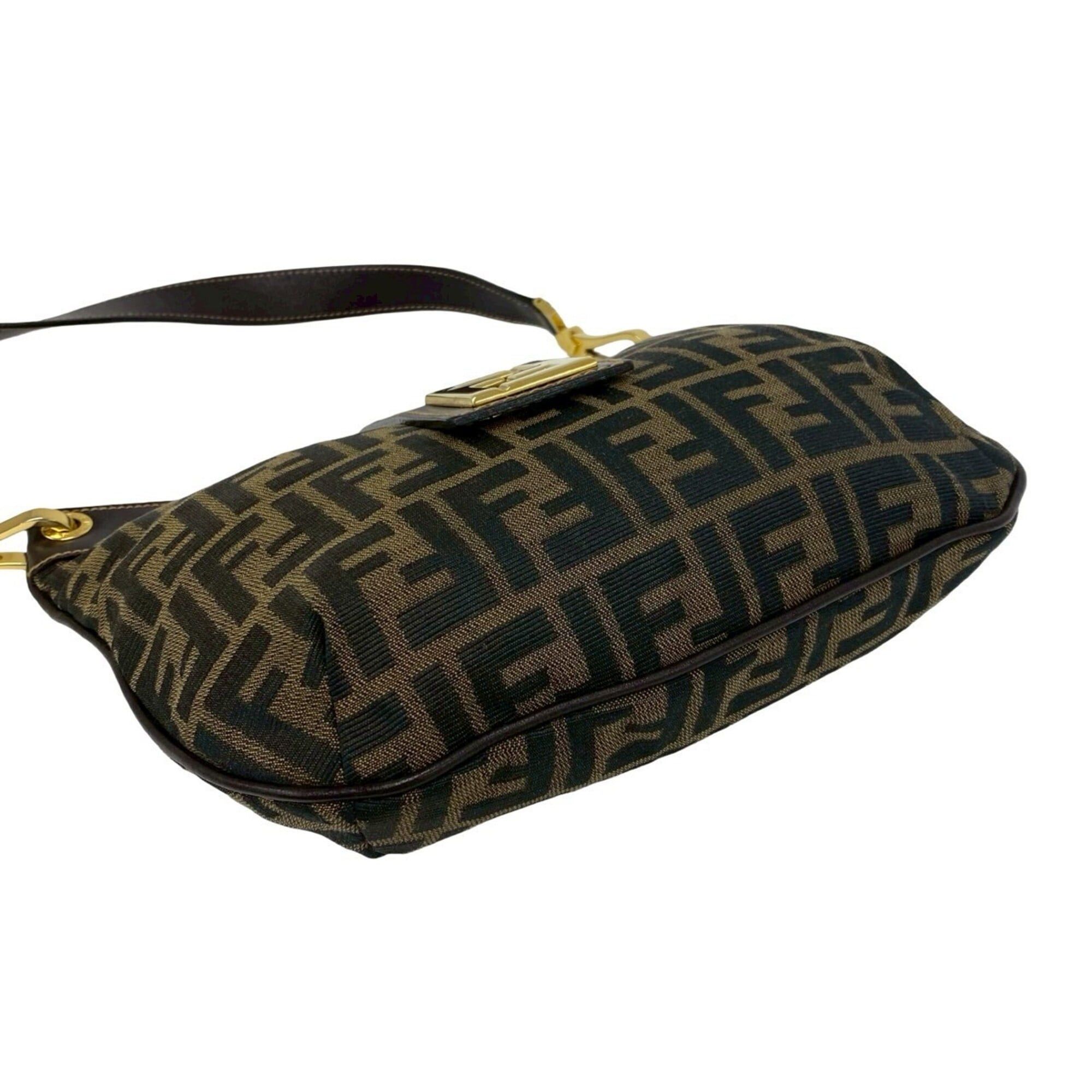 Fendi FENDI Vintage FF Logo Hardware Zucca Pattern Canvas Leather Semi One Shoulder Bag Brown 910-8 Size ONE SIZE - 7 Thumbnail