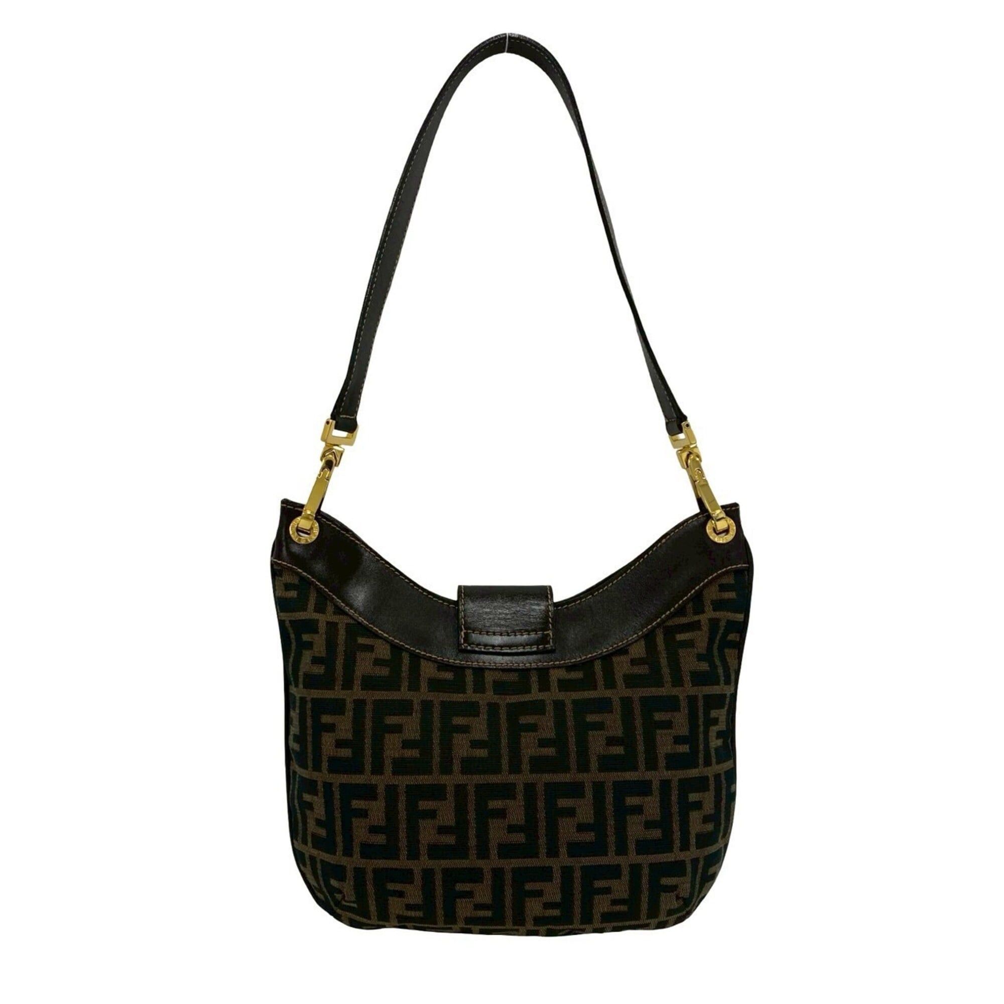 Fendi FENDI Vintage FF Logo Hardware Zucca Pattern Canvas Leather Semi One Shoulder Bag Brown 910-8 Size ONE SIZE - 3 Thumbnail