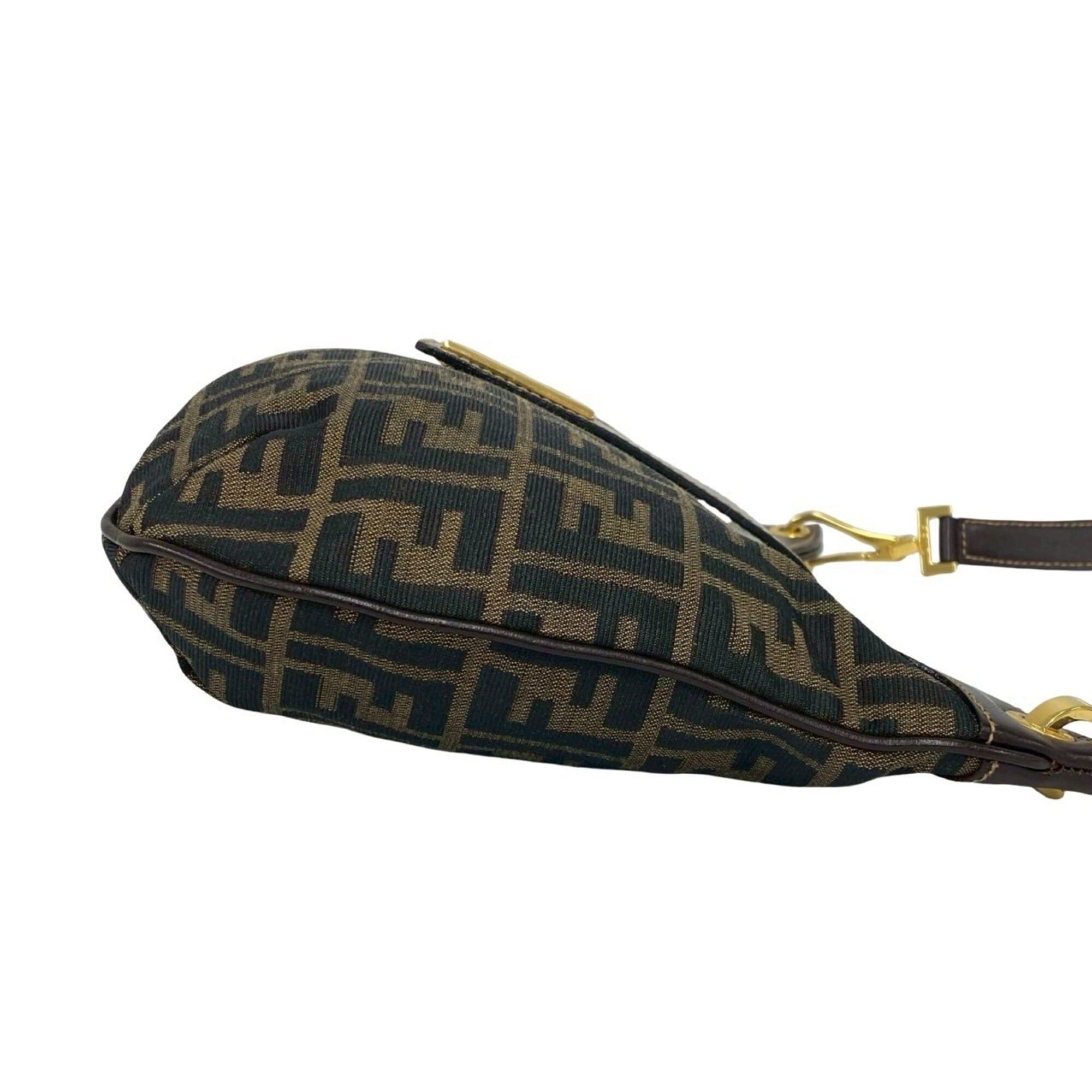 Fendi FENDI Vintage FF Logo Hardware Zucca Pattern Canvas Leather Semi One Shoulder Bag Brown 910-8 Size ONE SIZE - 6 Thumbnail