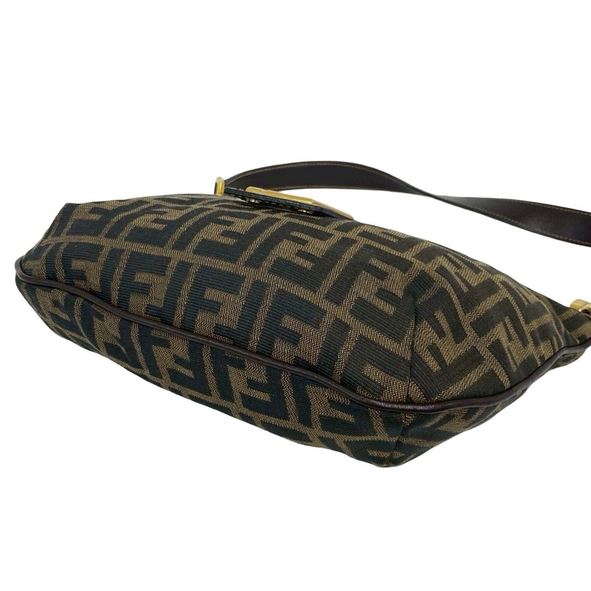 Fendi FENDI Vintage FF Logo Hardware Zucca Pattern Canvas Leather Semi One Shoulder Bag Brown 910-8 Size ONE SIZE - 8 Thumbnail