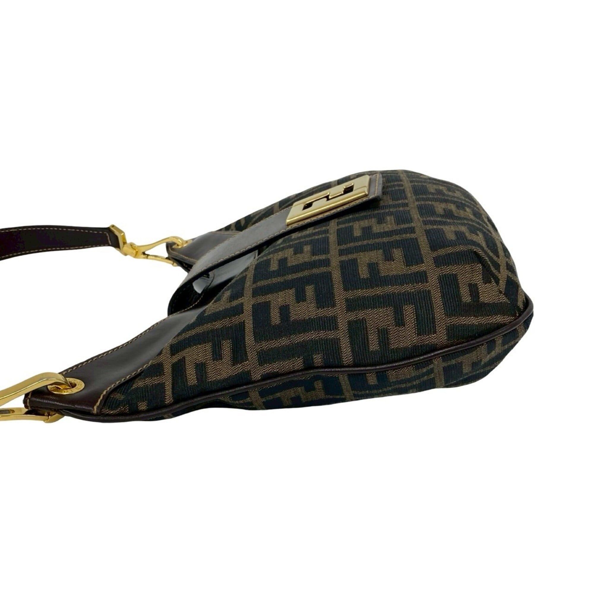 Fendi FENDI Vintage FF Logo Hardware Zucca Pattern Canvas Leather Semi One Shoulder Bag Brown 910-8 Size ONE SIZE - 5 Thumbnail