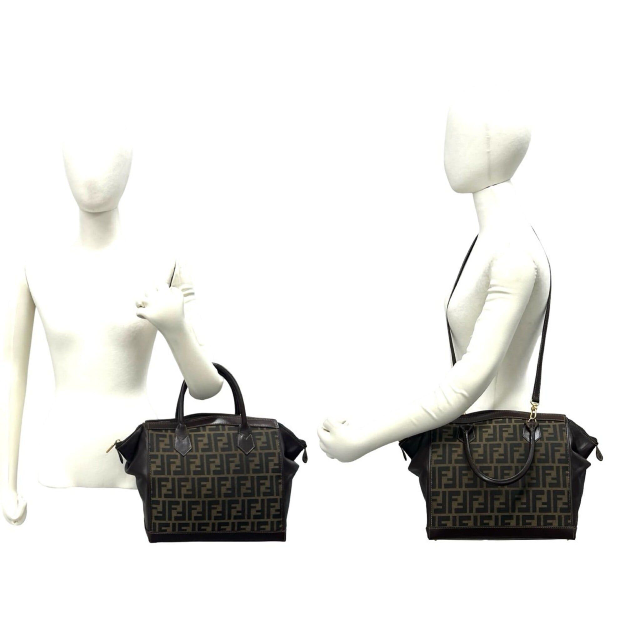 Fendi FENDI Vintage Zucca FF Logo Pattern Canvas Leather Shoulder Bag Handbag Brown 57511 Size ONE SIZE - 2 Thumbnail