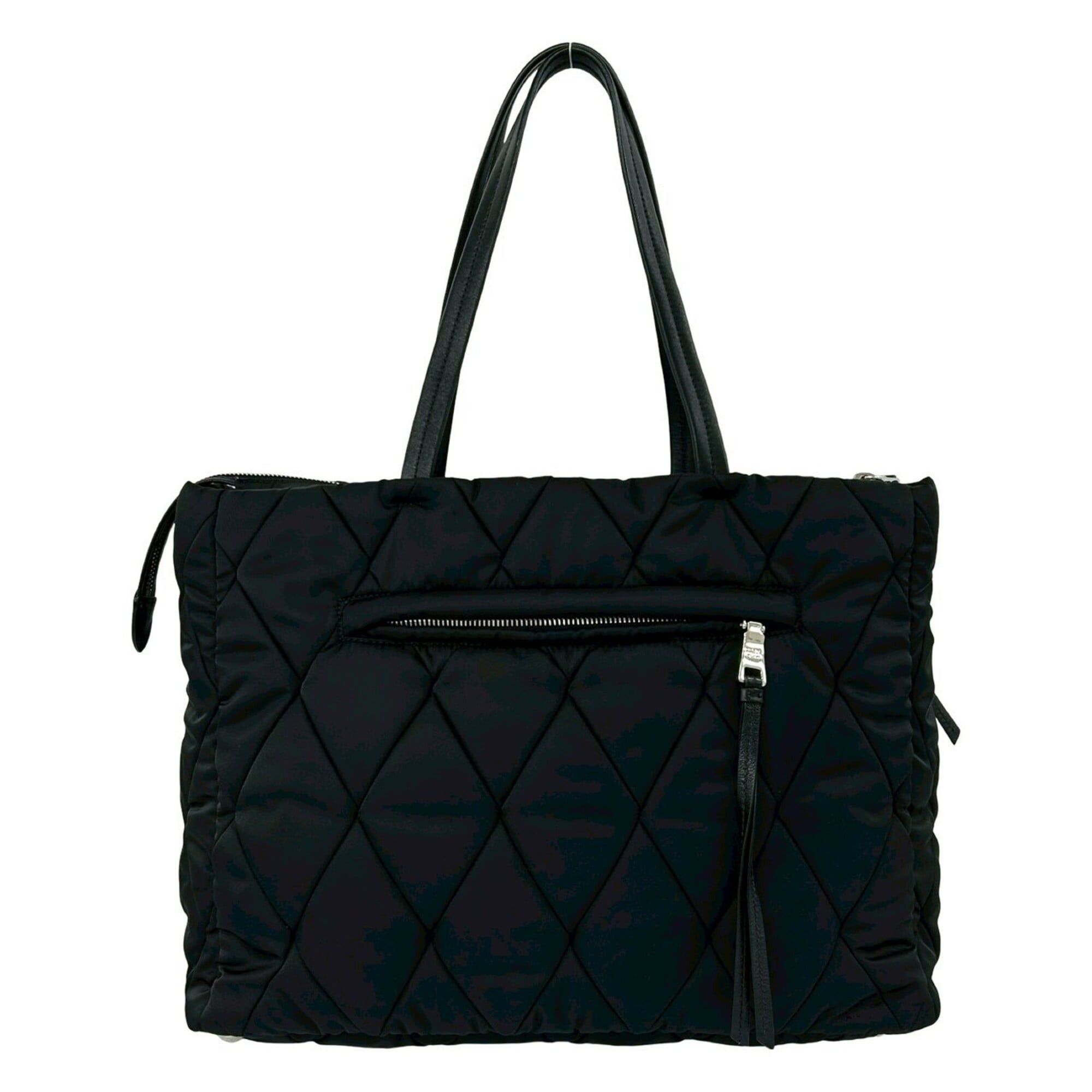 Prada Prada Triangle Logo Hardware Quilted Nylon Leather Tote Bag Handbag Semi-Shoulder Black 44688 Size ONE SIZE - 3 Thumbnail