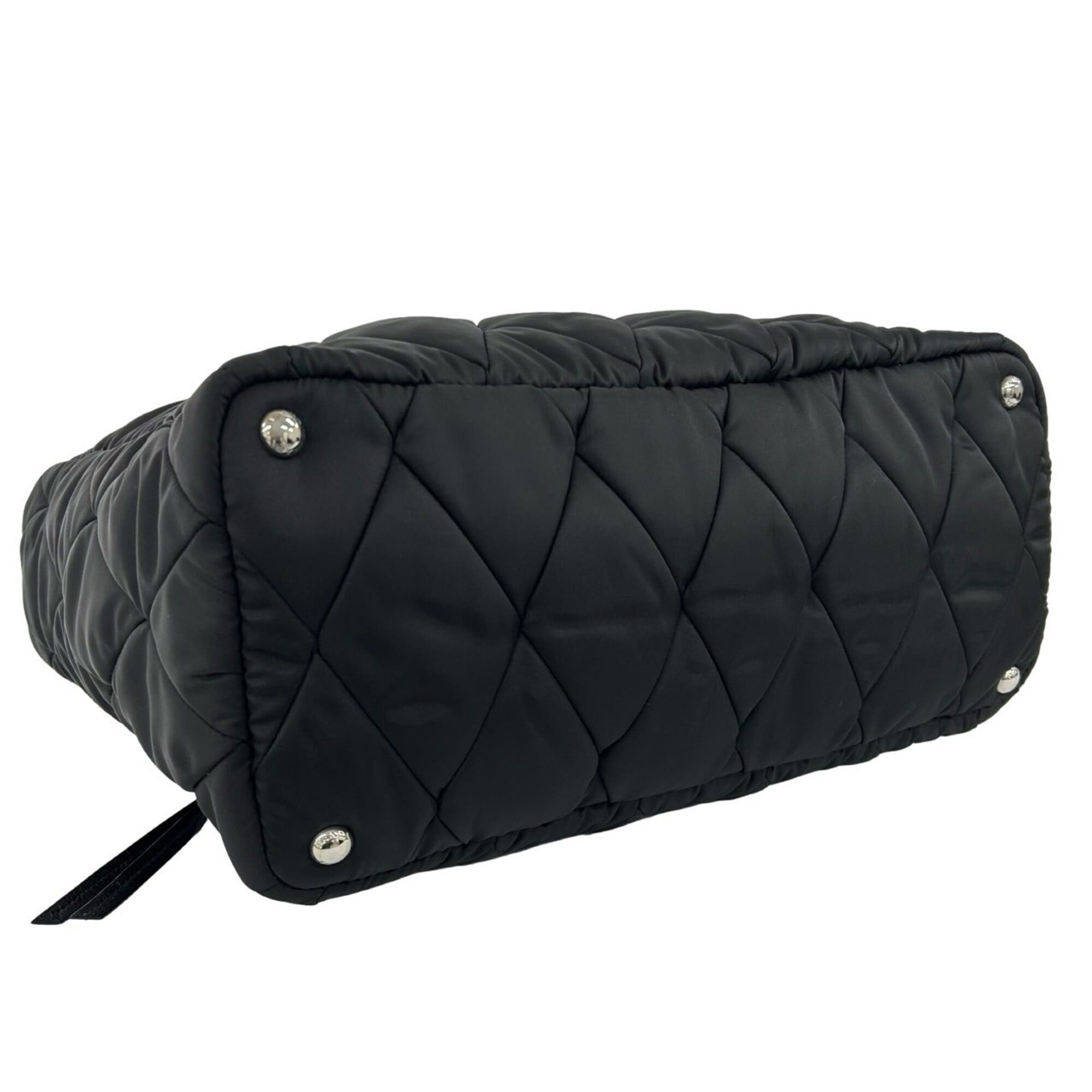 Prada Prada Triangle Logo Hardware Quilted Nylon Leather Tote Bag Handbag Semi-Shoulder Black 44688 Size ONE SIZE - 7 Thumbnail