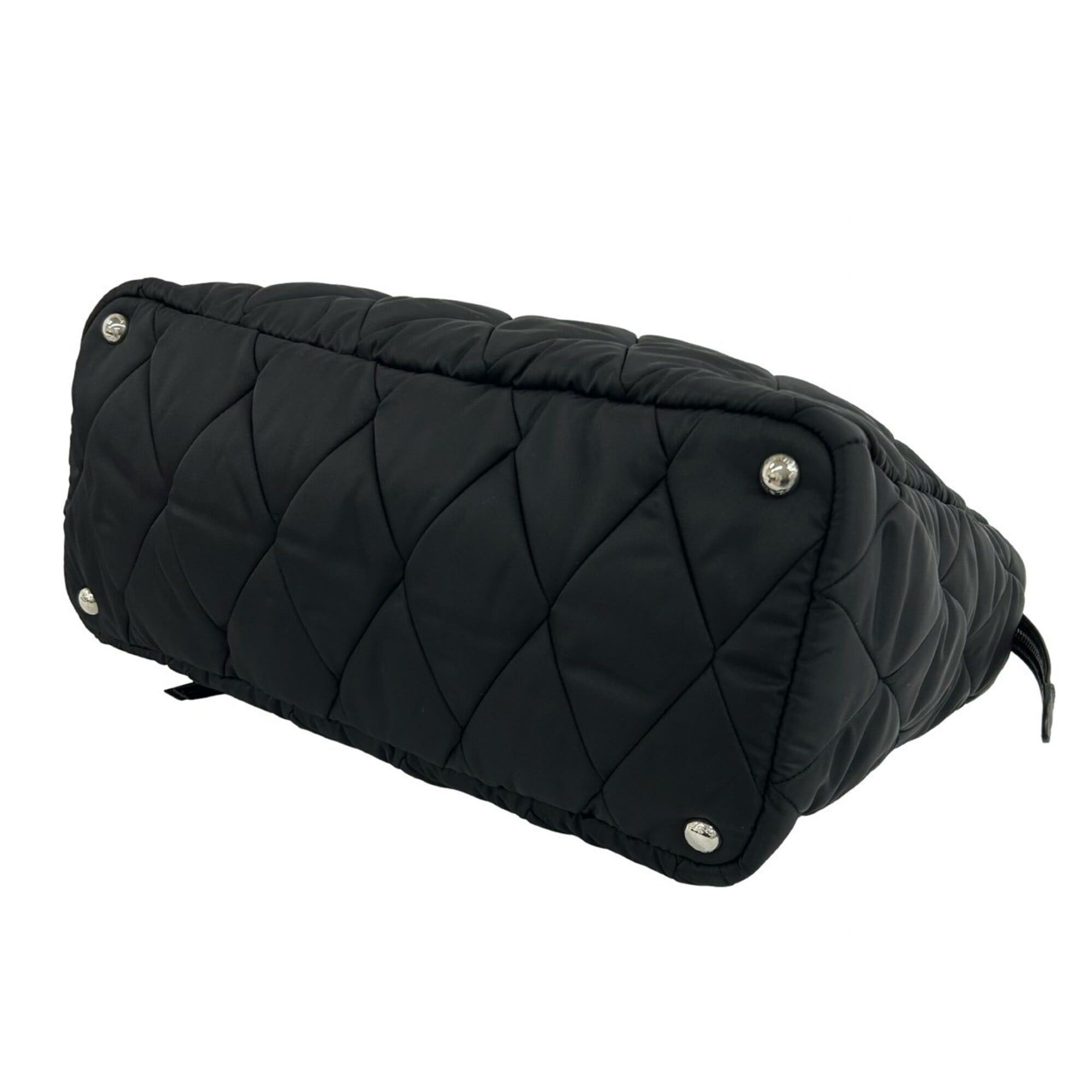 Prada Prada Triangle Logo Hardware Quilted Nylon Leather Tote Bag Handbag Semi-Shoulder Black 44688 Size ONE SIZE - 8 Thumbnail