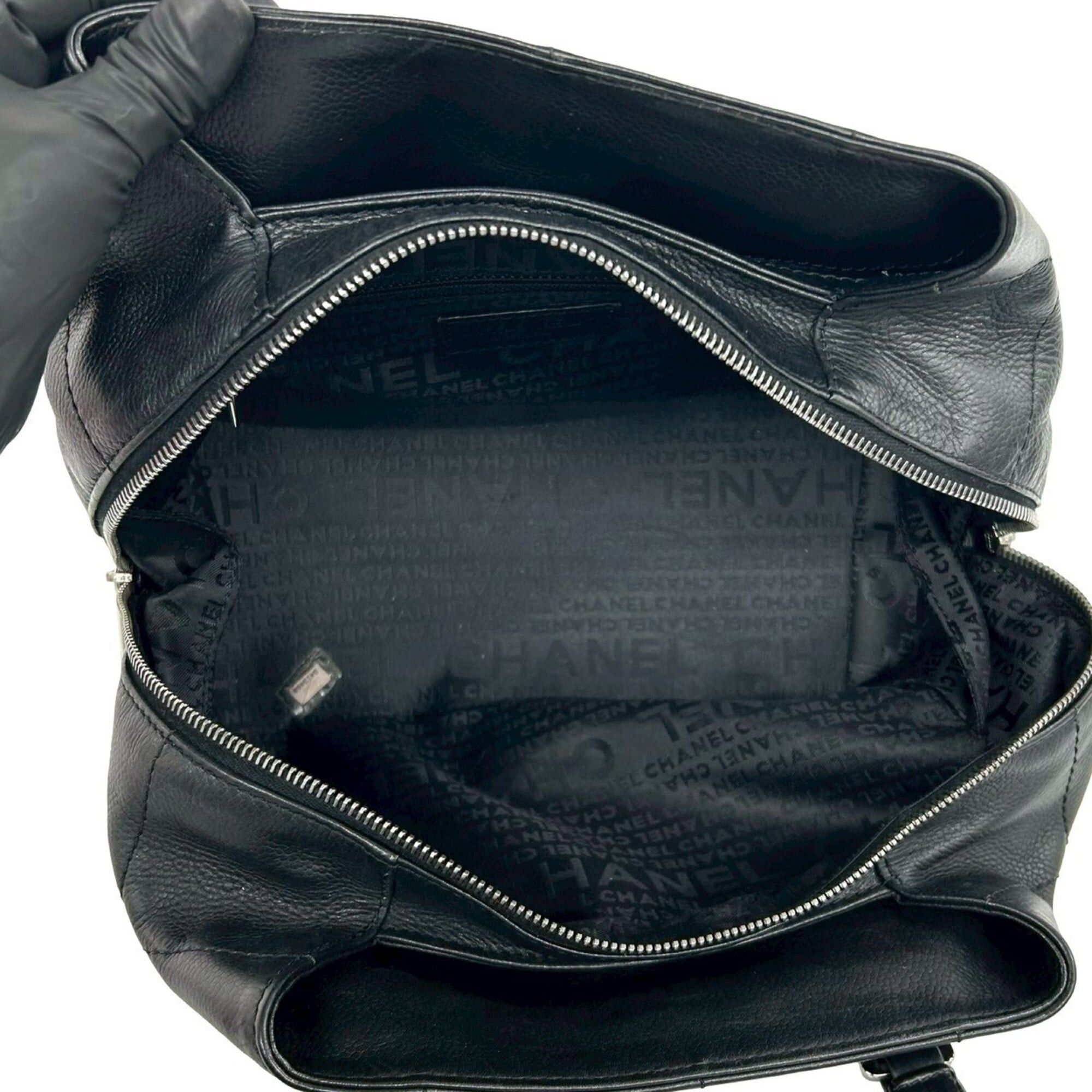 Chanel CHANEL Chocolate Bar Caviar Skin Leather Handbag, Black, 33854 Size ONE SIZE - 9 Thumbnail