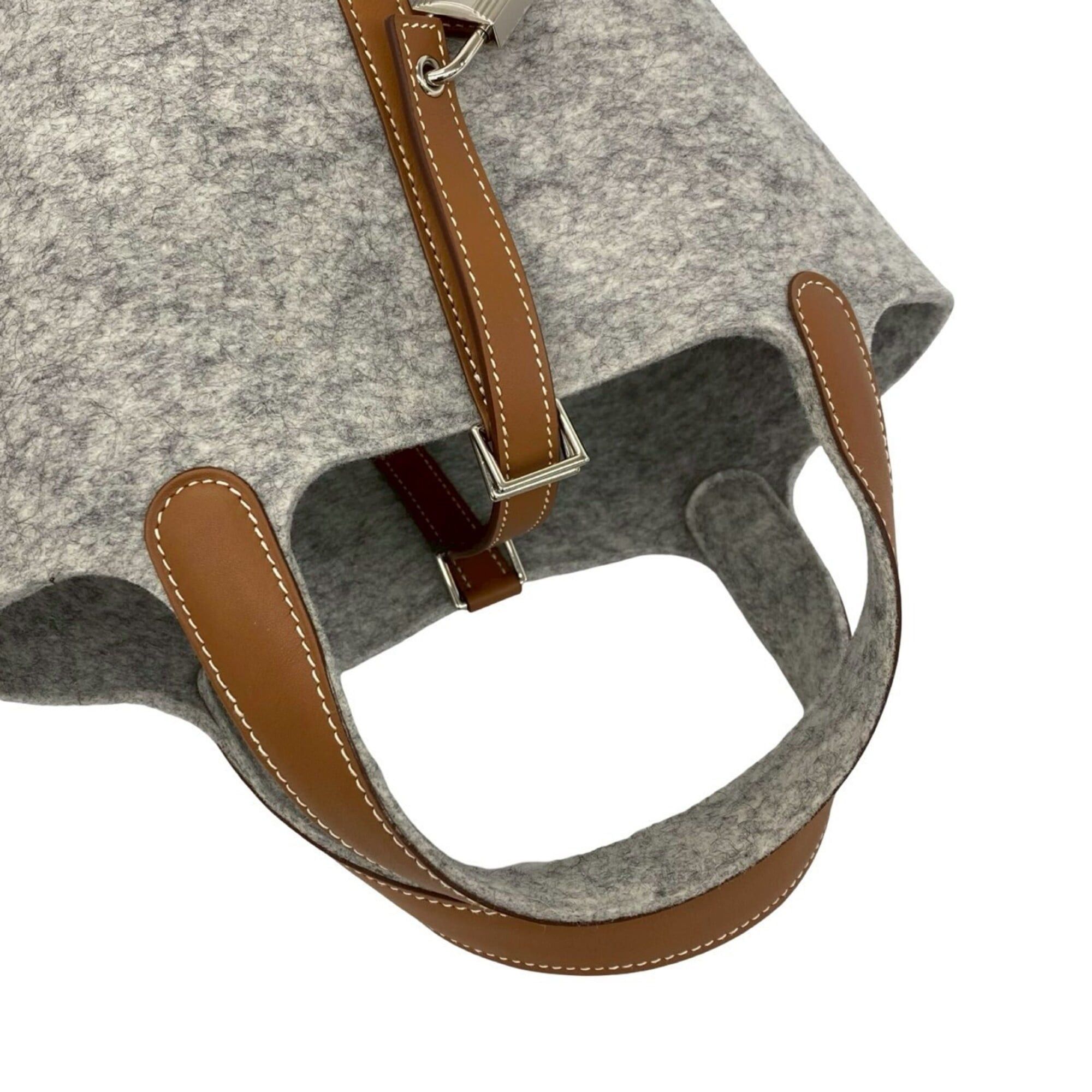 Hermes HERMES Picotin Lock PM Felt Swift Leather Genuine Handbag Gris Perle Gold 41717 Size ONE SIZE - 4 Thumbnail
