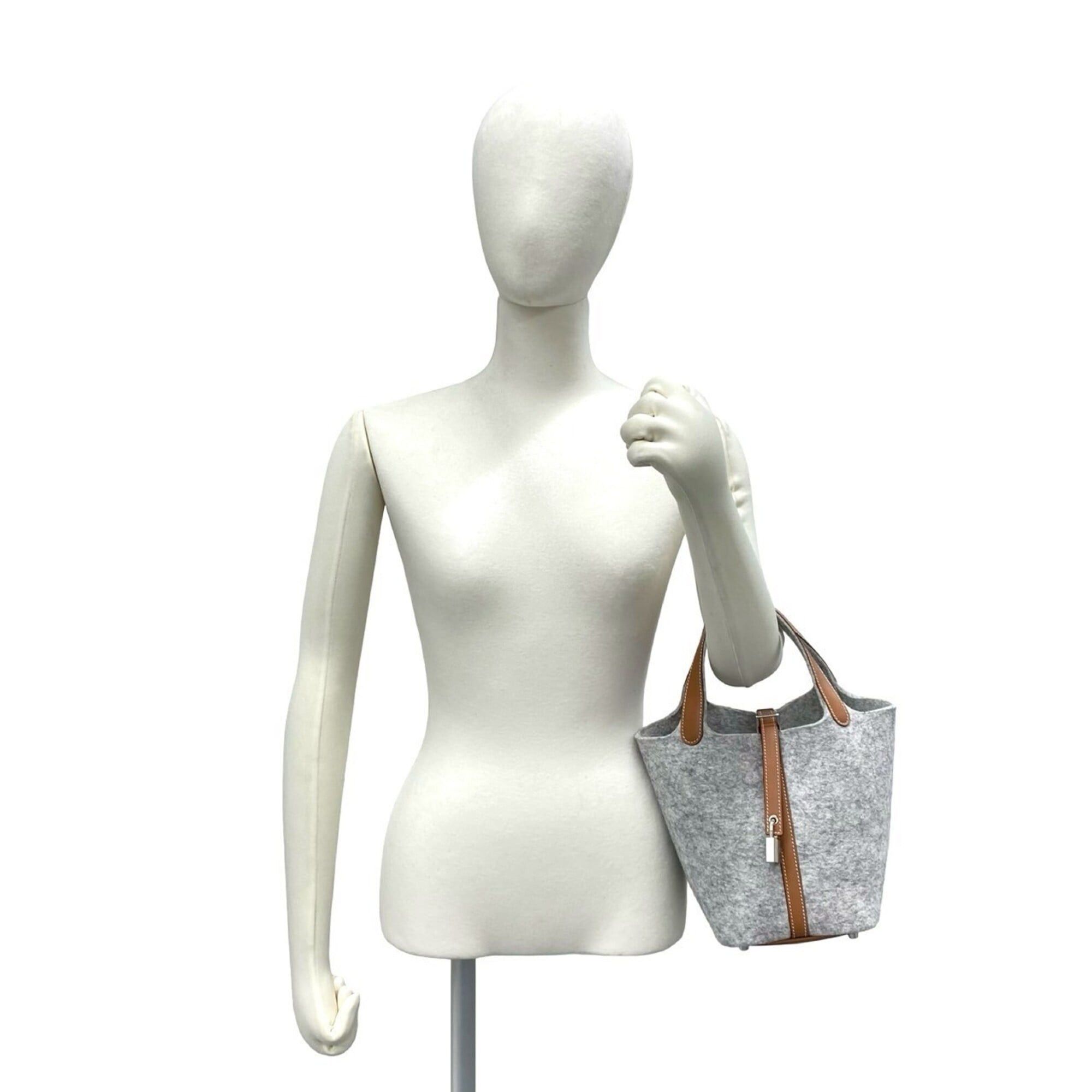 Hermes HERMES Picotin Lock PM Felt Swift Leather Genuine Handbag Gris Perle Gold 41717 Size ONE SIZE - 2 Thumbnail